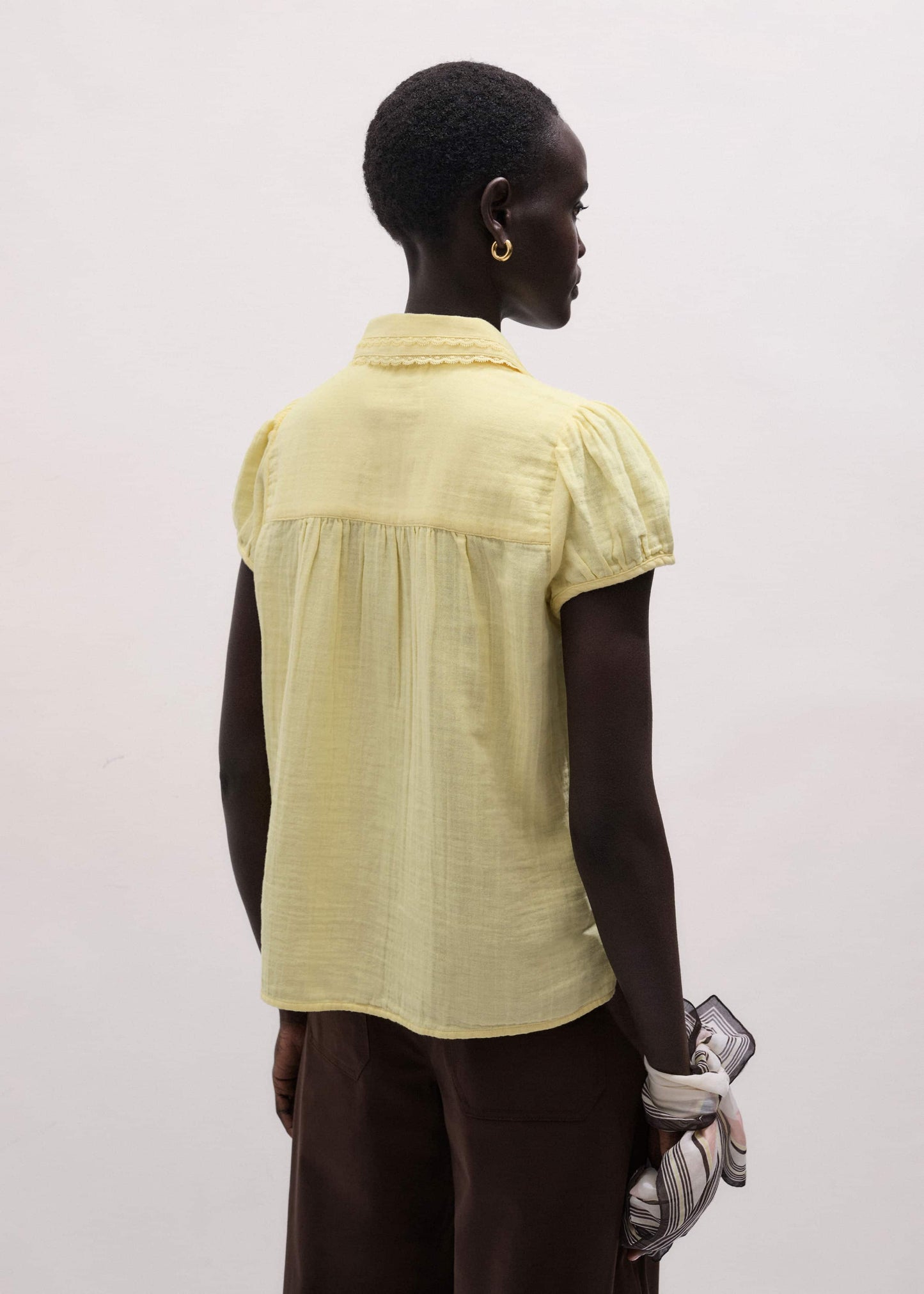ME and EM Clothing Yellow Cheesecloth Straight Summer Blouse