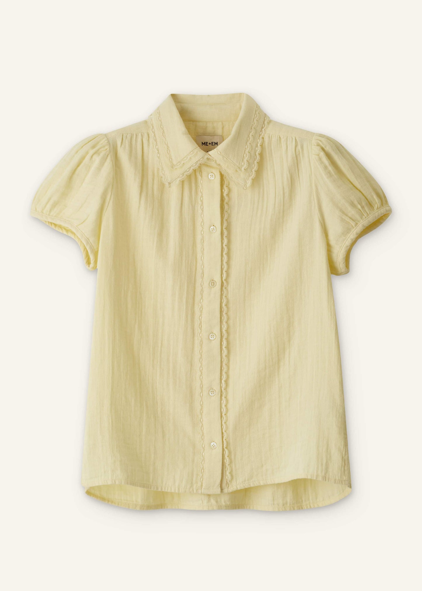 ME and EM Clothing Yellow Cheesecloth Straight Summer Blouse