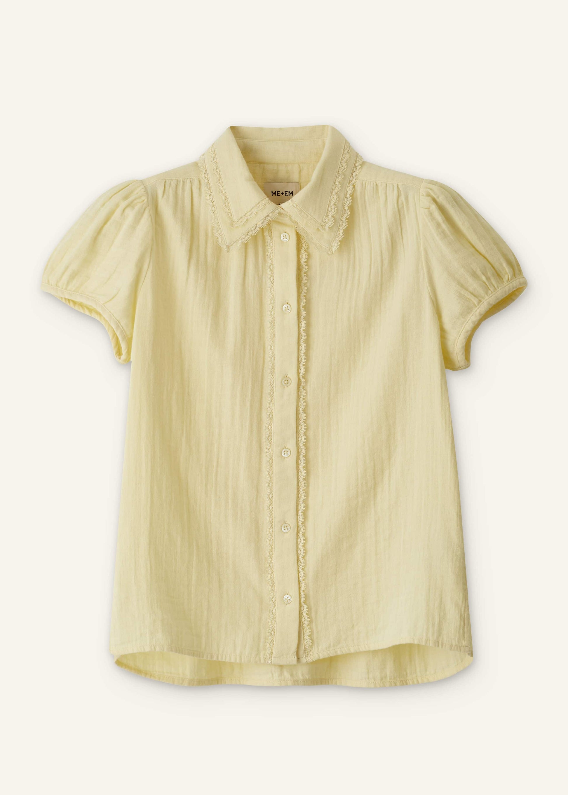 ME and EM Clothing Yellow Cheesecloth Straight Summer Blouse