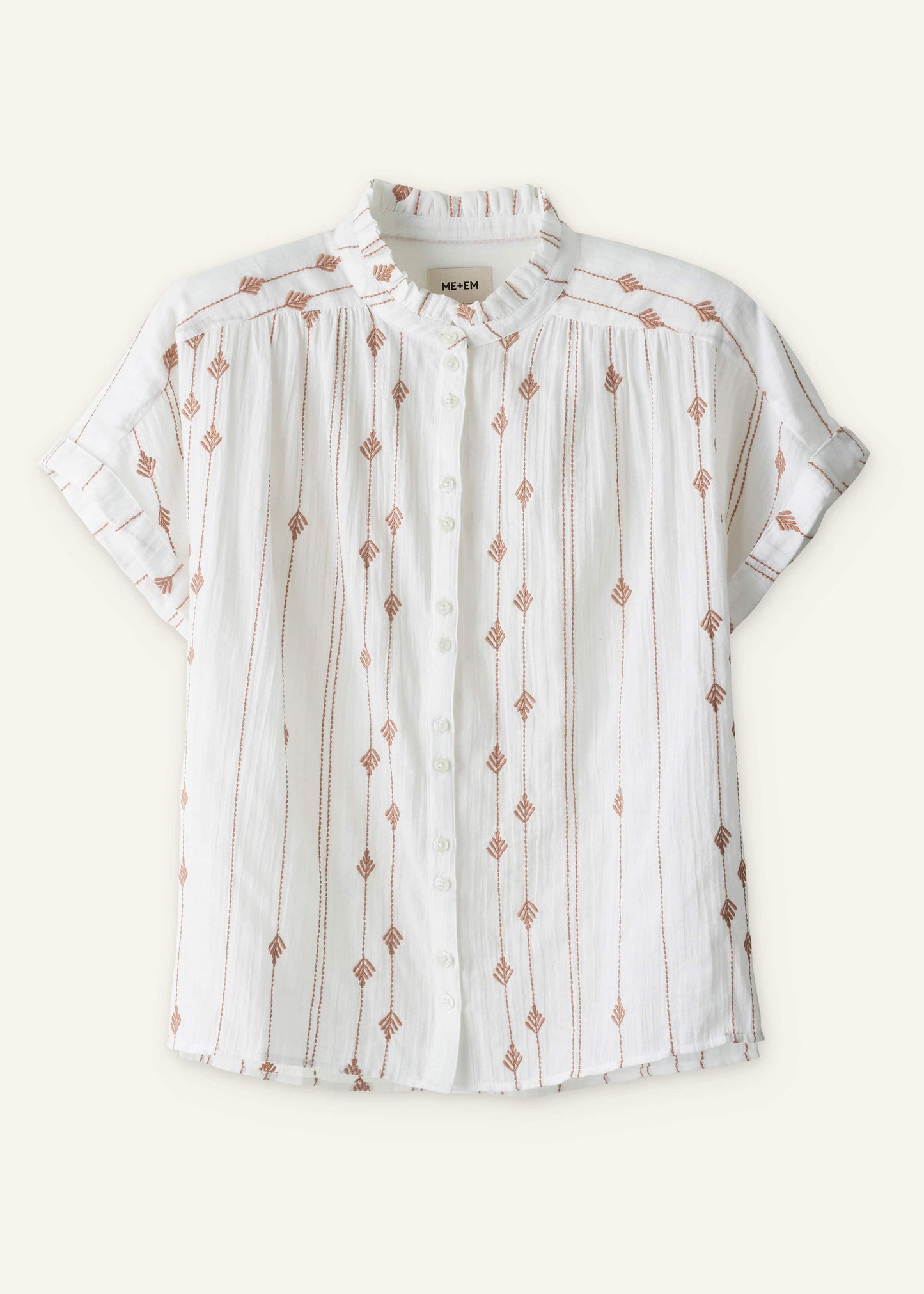ME and EM Clothing White Turn-Up Cuff Blouse