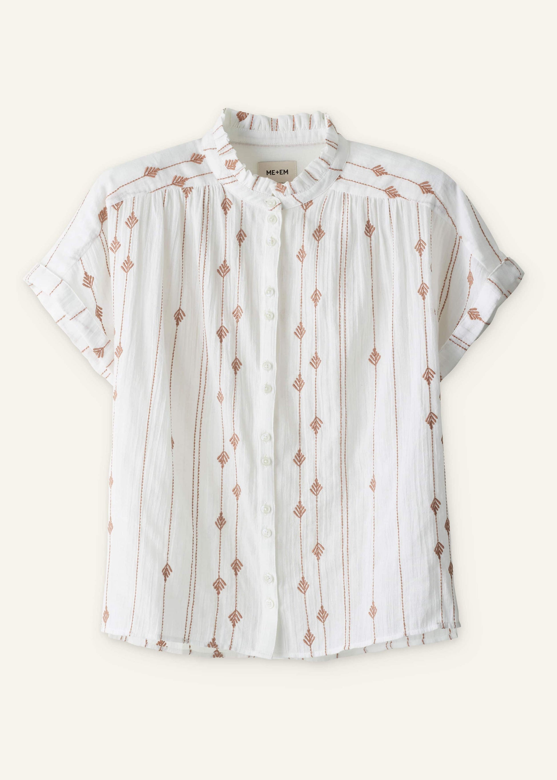 ME and EM Clothing White Turn-Up Cuff Blouse