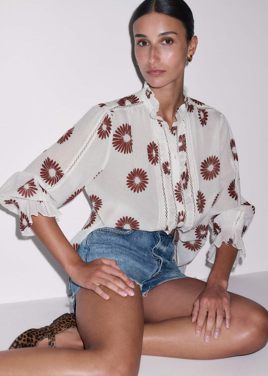ME and EM Clothing Cream Summer Swing Blouse