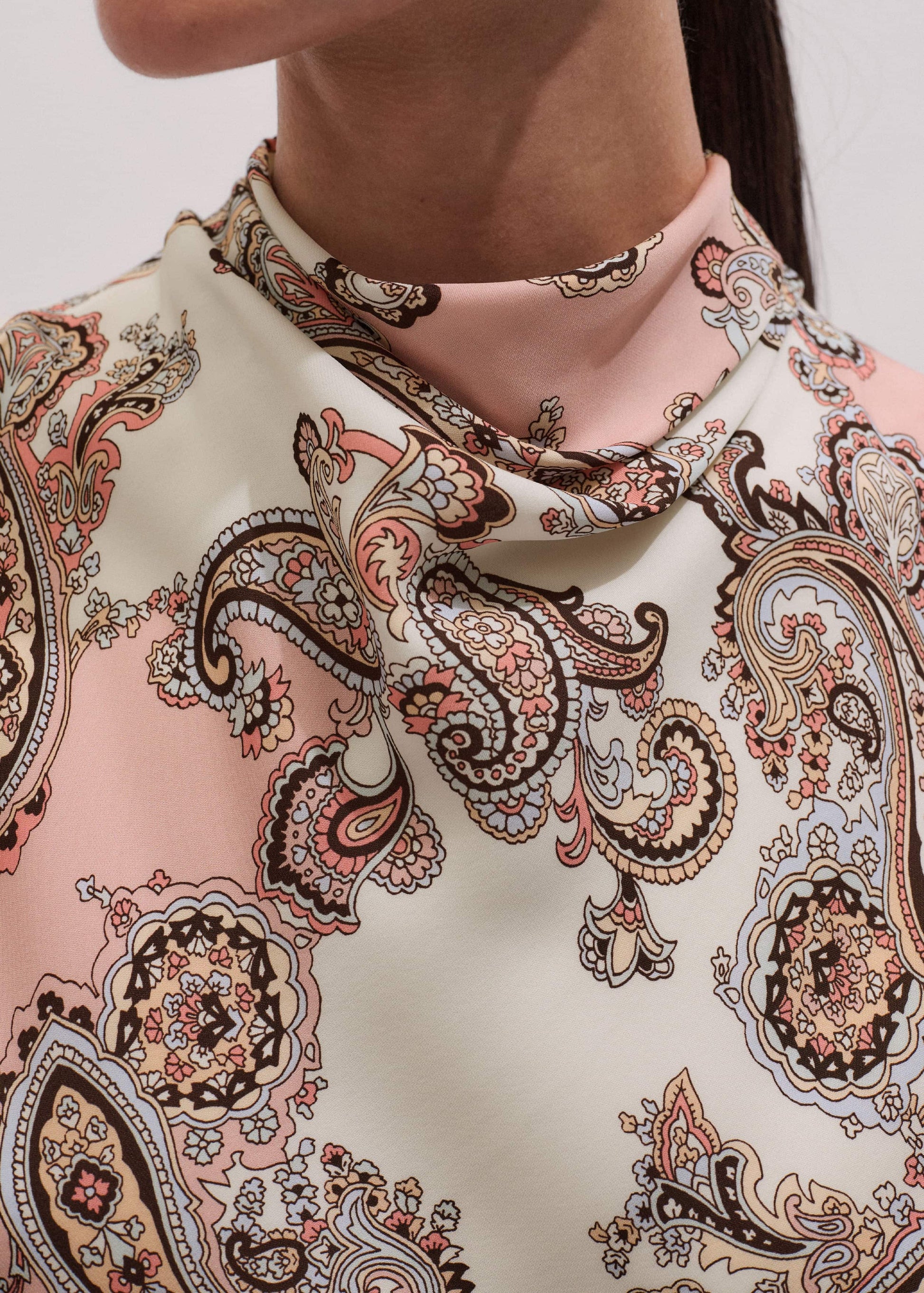 ME and EM Clothing Pink Silk Draped Neck Top