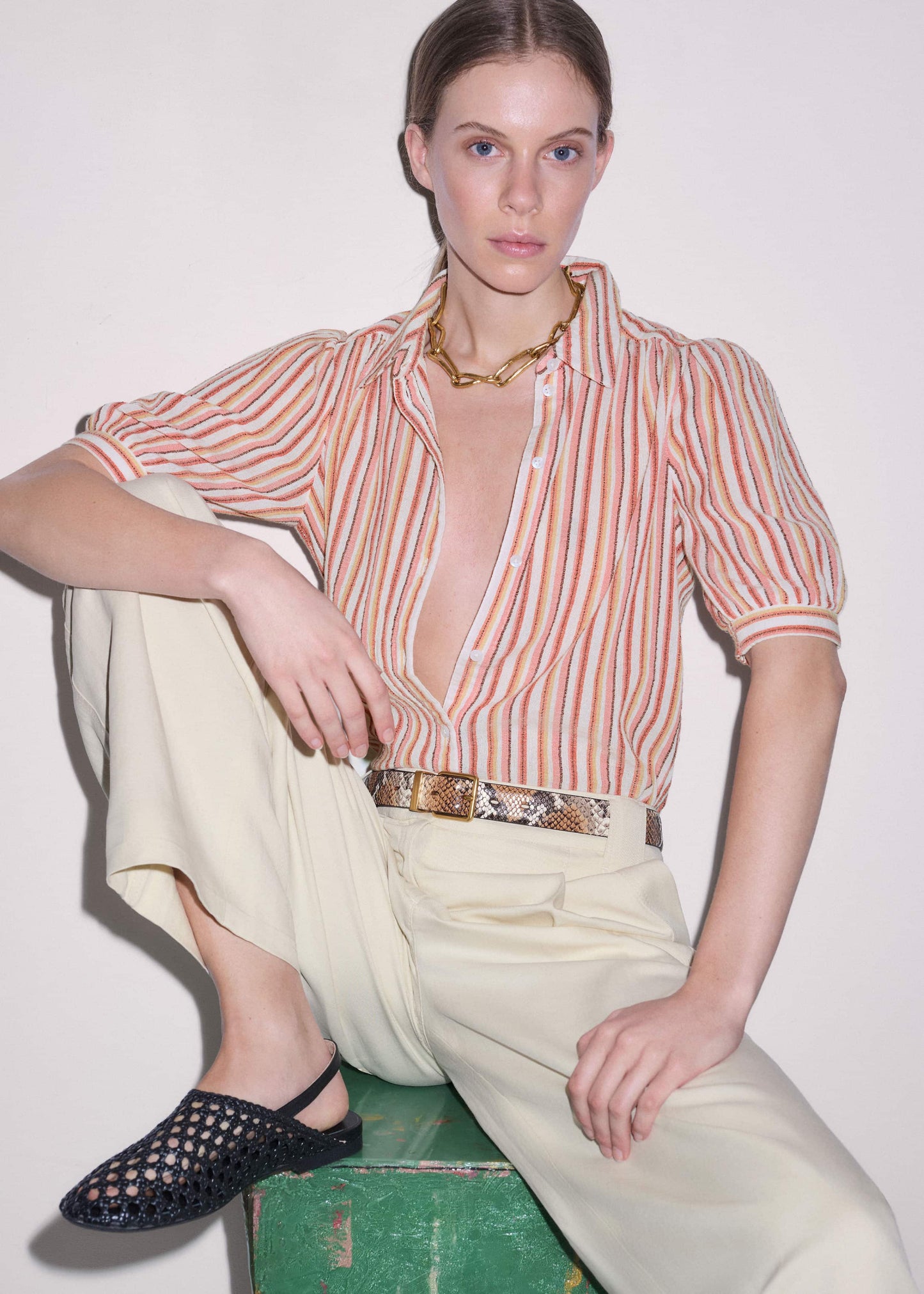 ME and EM Clothing Pink Stripe Summer Blouse