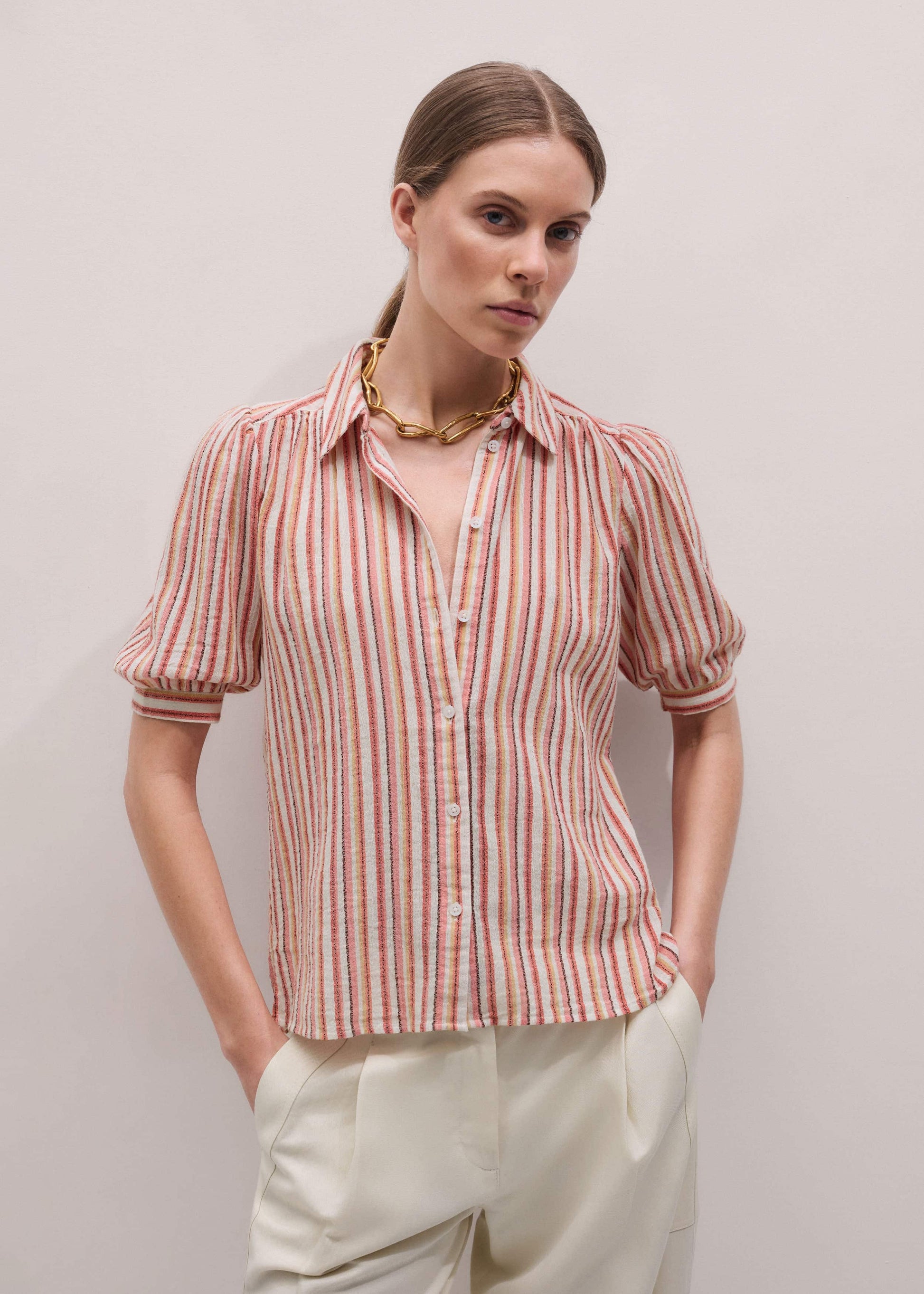 ME and EM Clothing Pink Stripe Summer Blouse