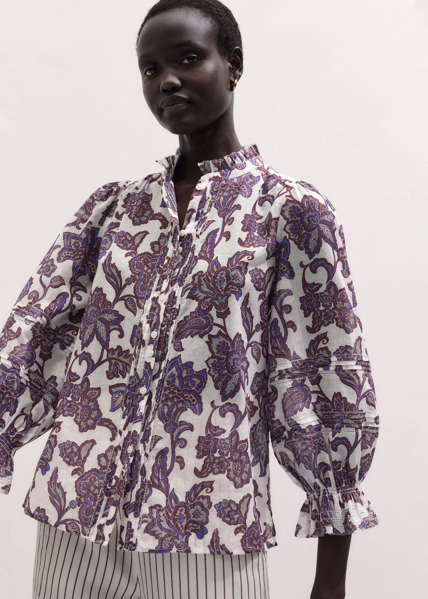 ME and EM Clothing Cream Floral Print Blouse