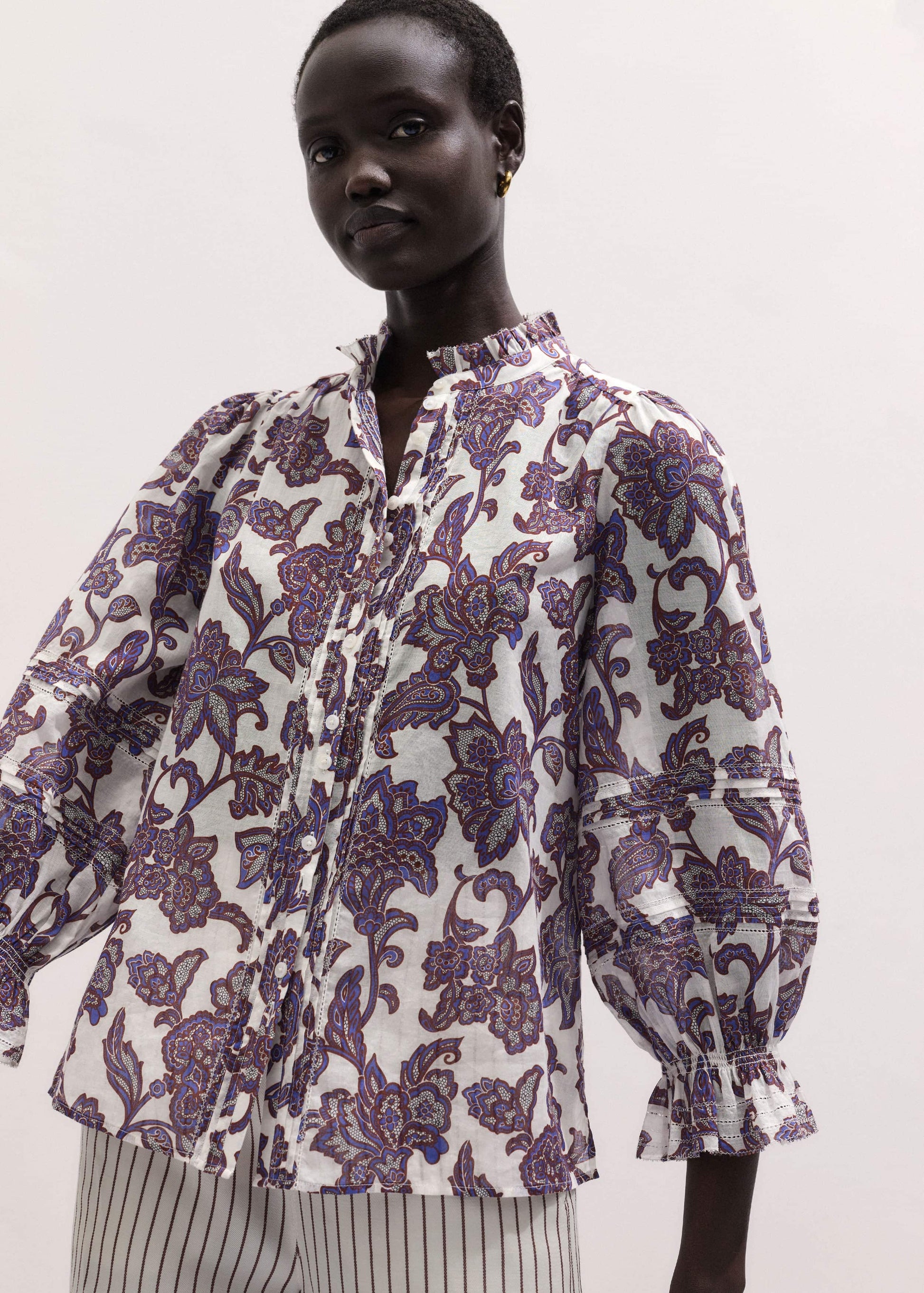 ME and EM Clothing Cream Floral Print Blouse