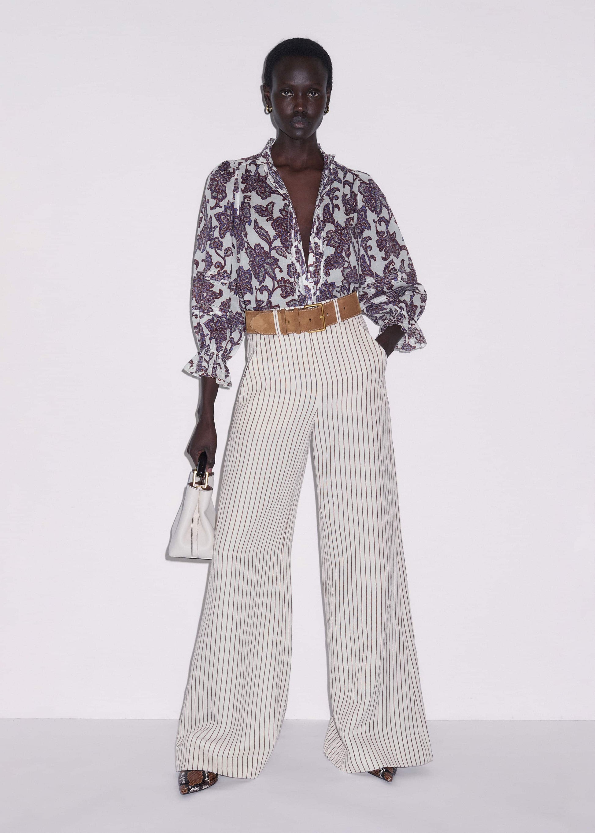 ME and EM Clothing Cream Floral Print Blouse