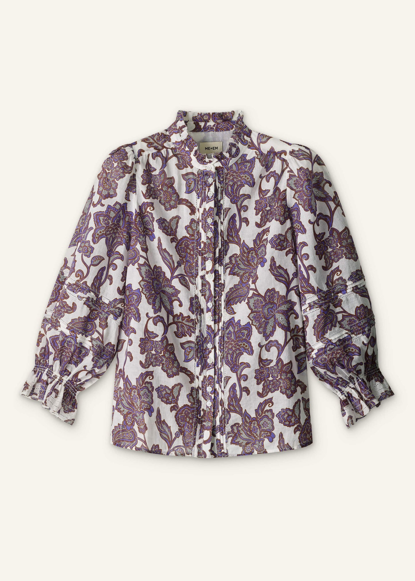 ME and EM Clothing Cream Floral Print Blouse
