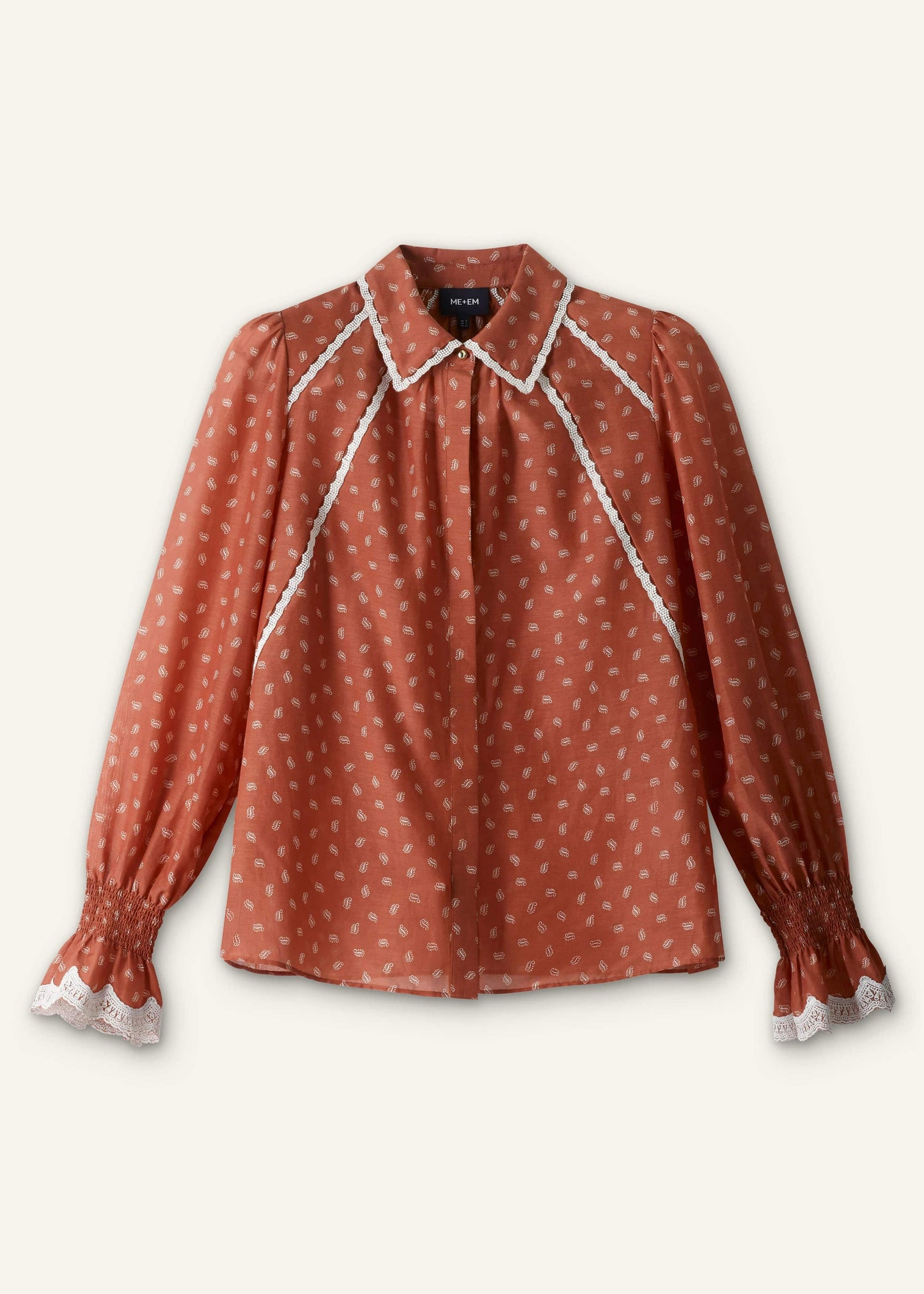 ME and EM Clothing Orange Spaced Paisley Motif Print Blouse