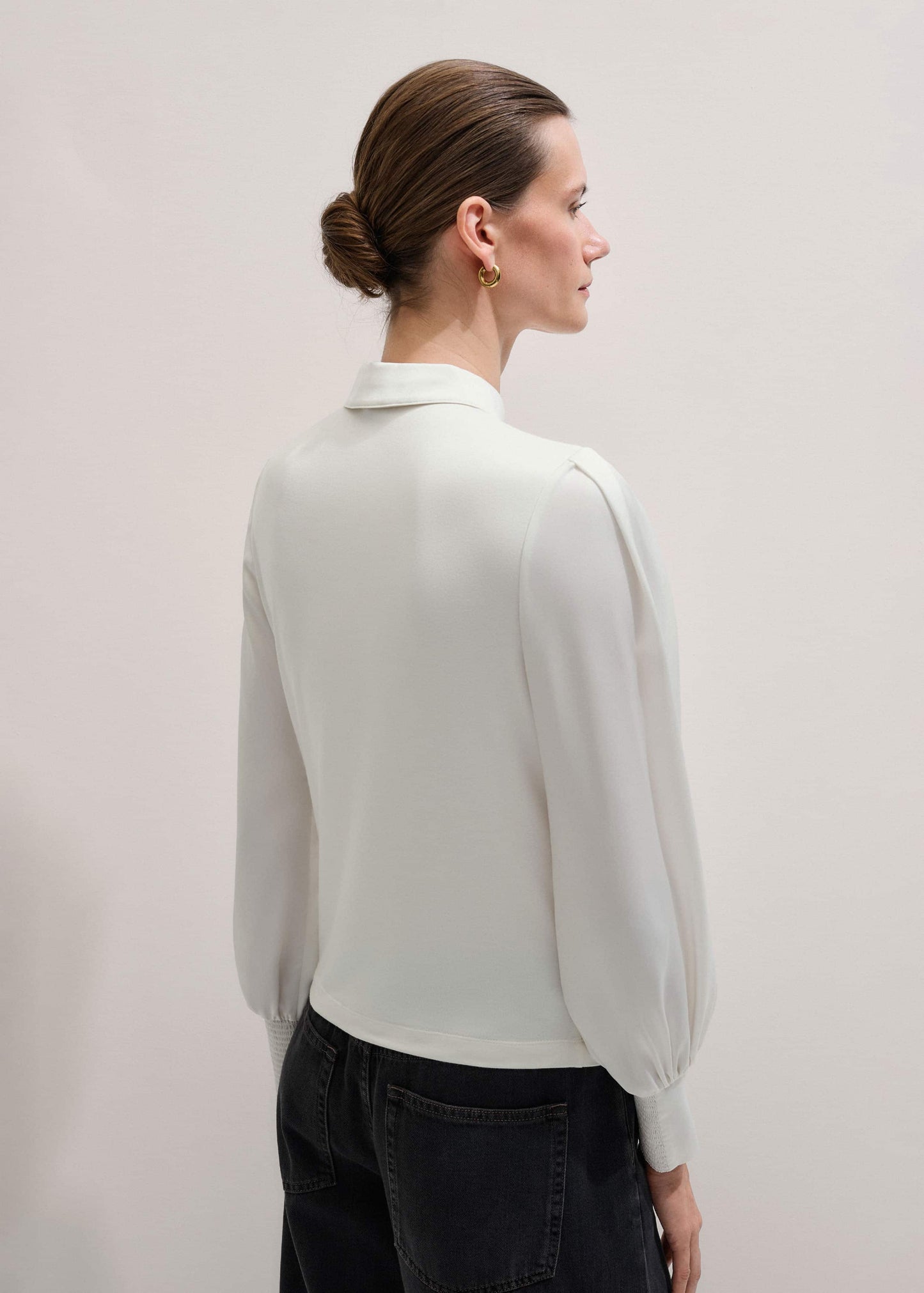 ME and EM Clothing Cream Fluid Sleeve Layering Blouse