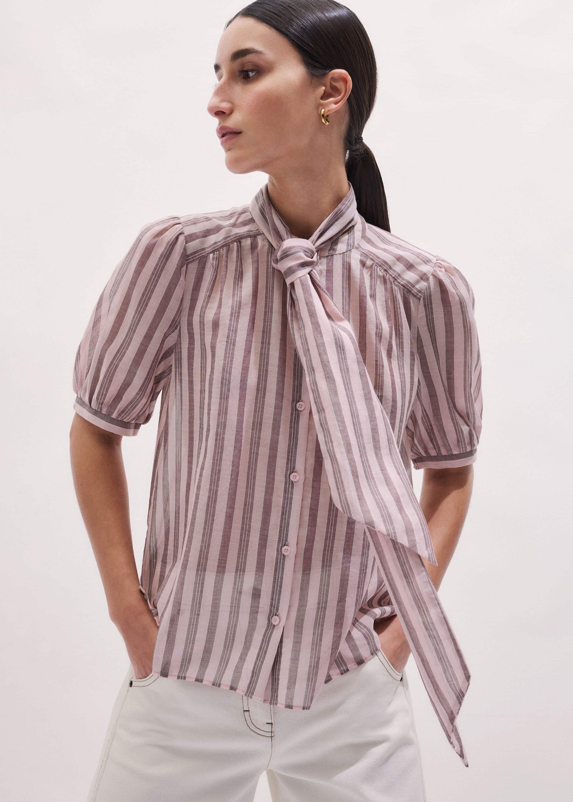 ME and EM Clothing Pink Soft Stripe Blouse
