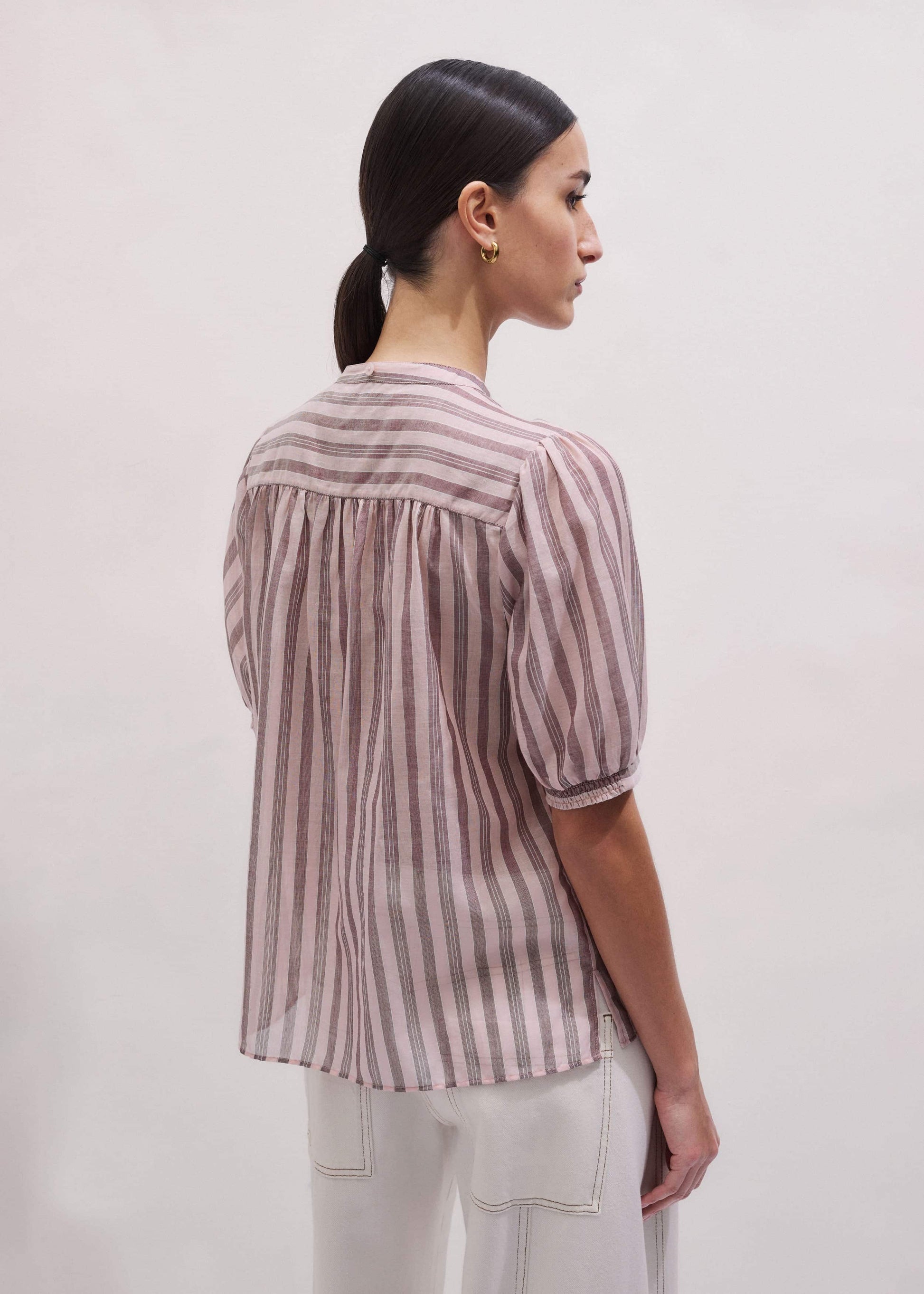 ME and EM Clothing Pink Soft Stripe Blouse
