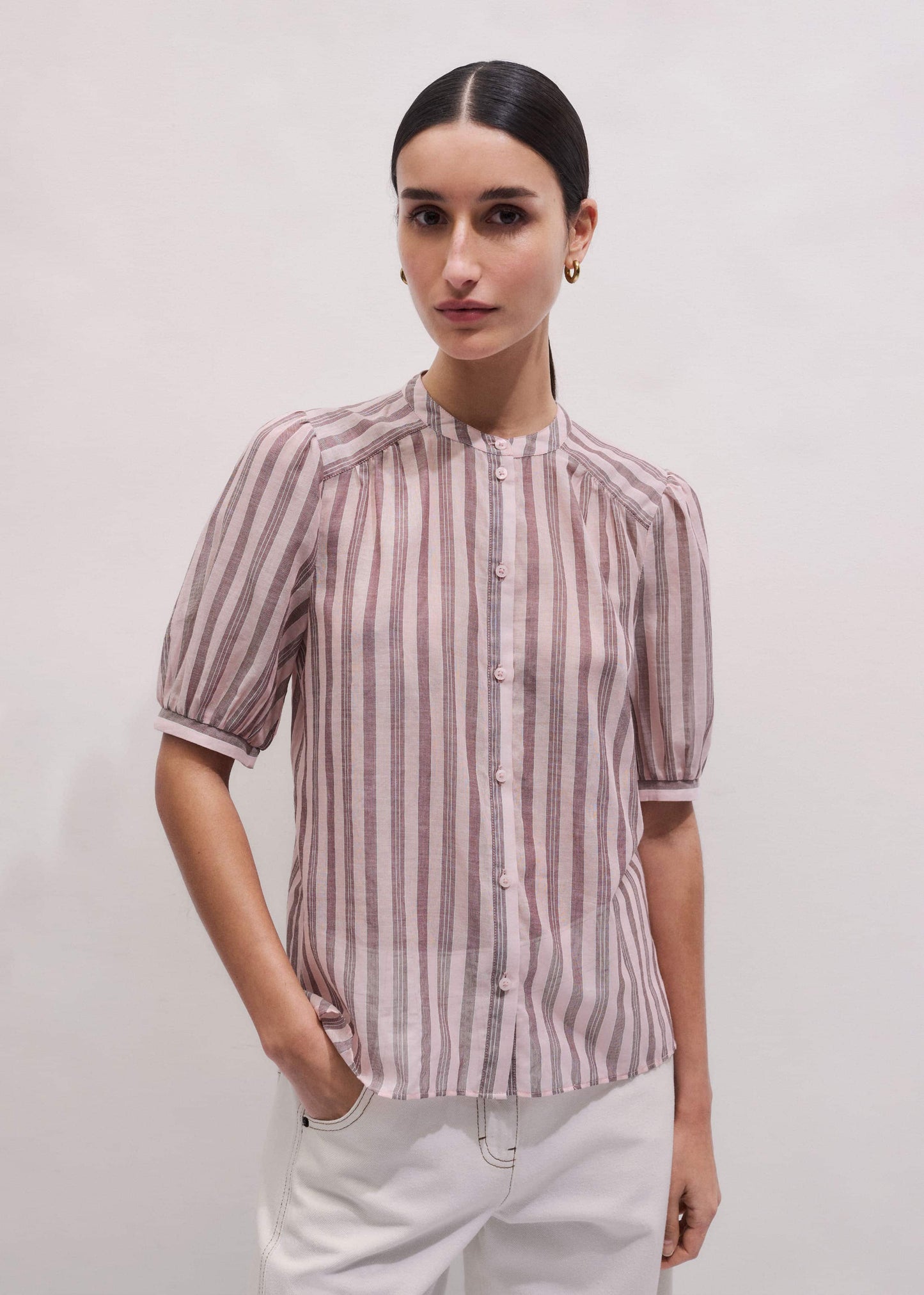 ME and EM Clothing Pink Soft Stripe Blouse
