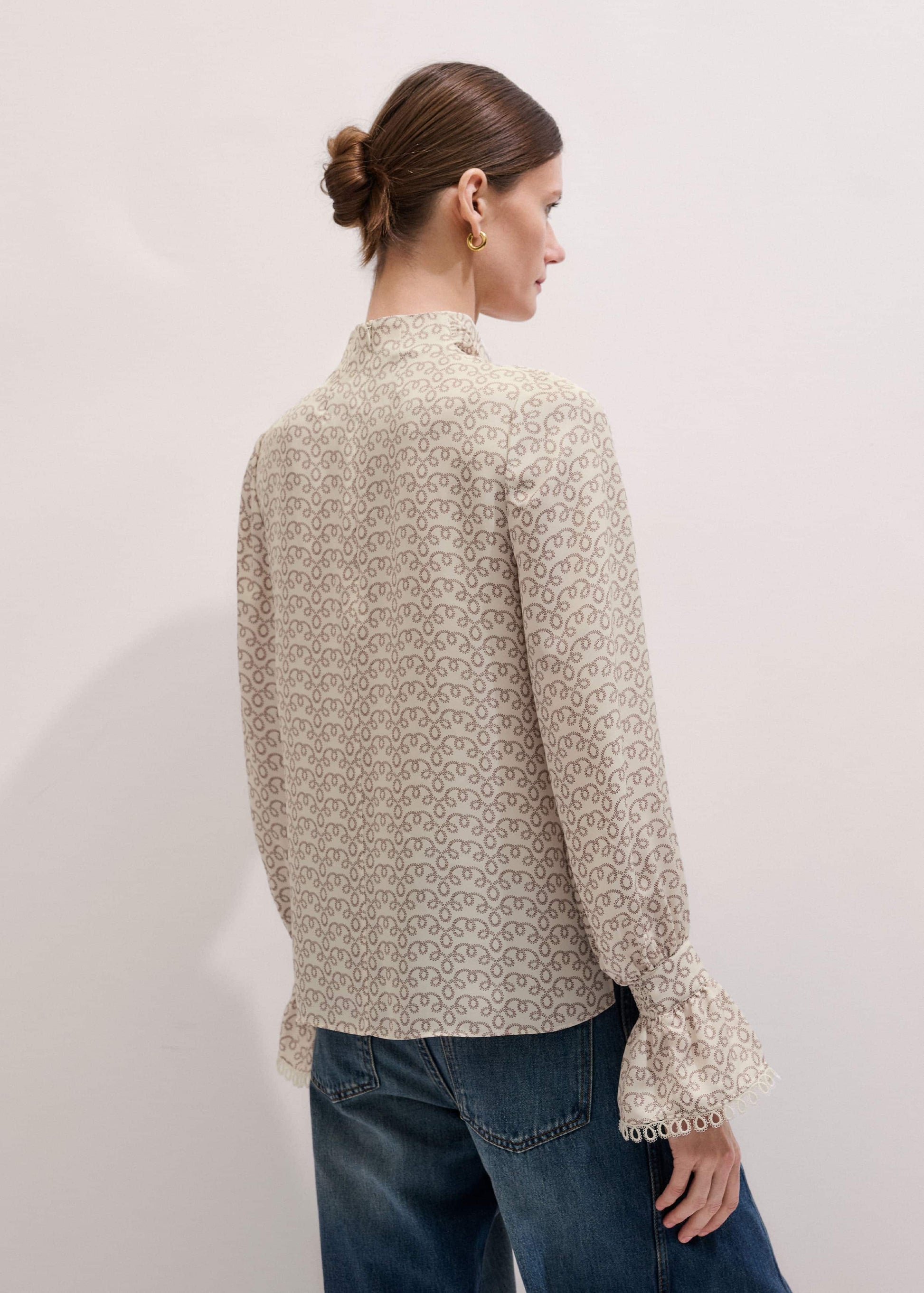 ME and EM Clothing Cream Silk Delicate Cowl Neck Blouse
