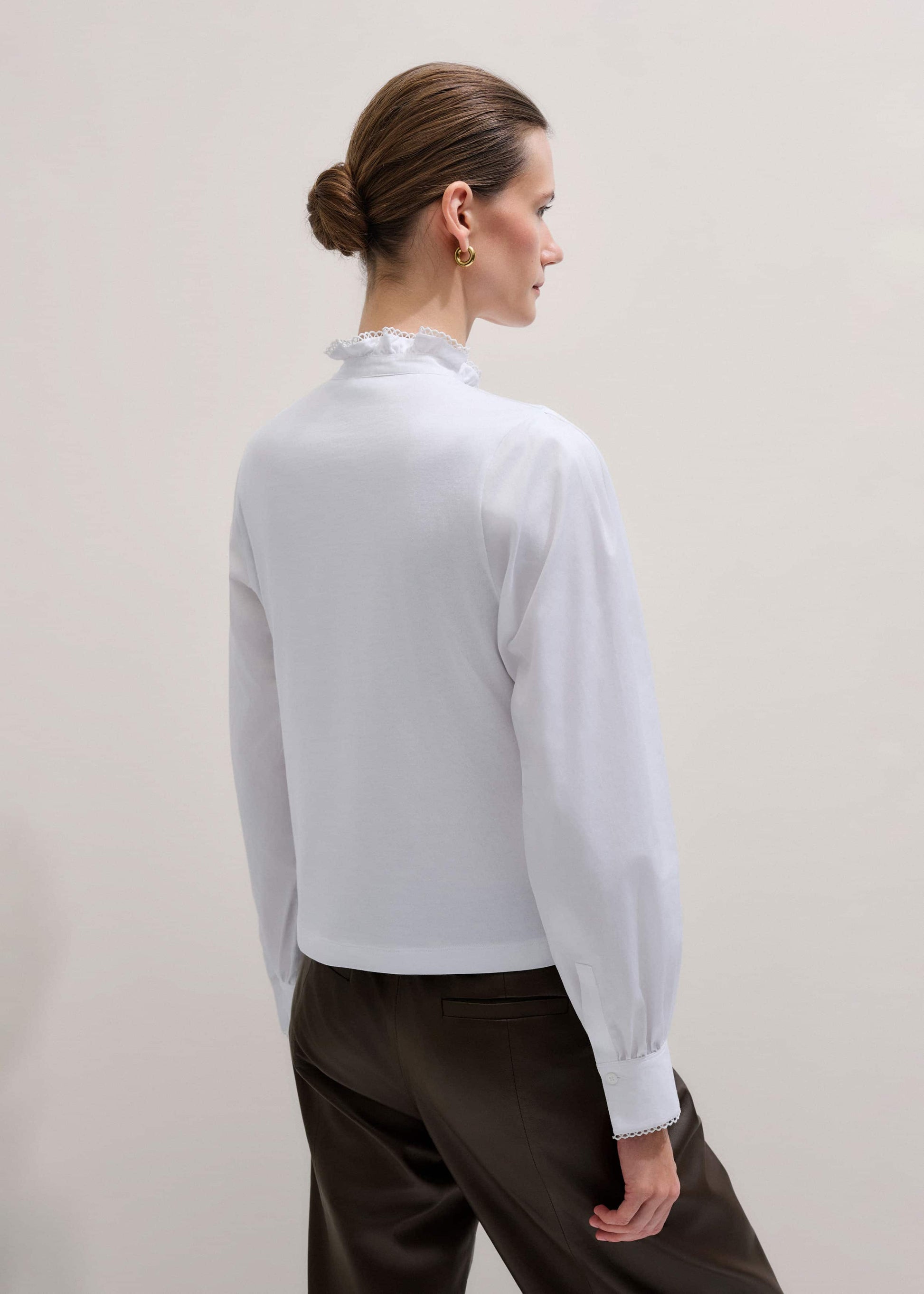 ME and EM Clothing White Frill Neck Layering Blouse