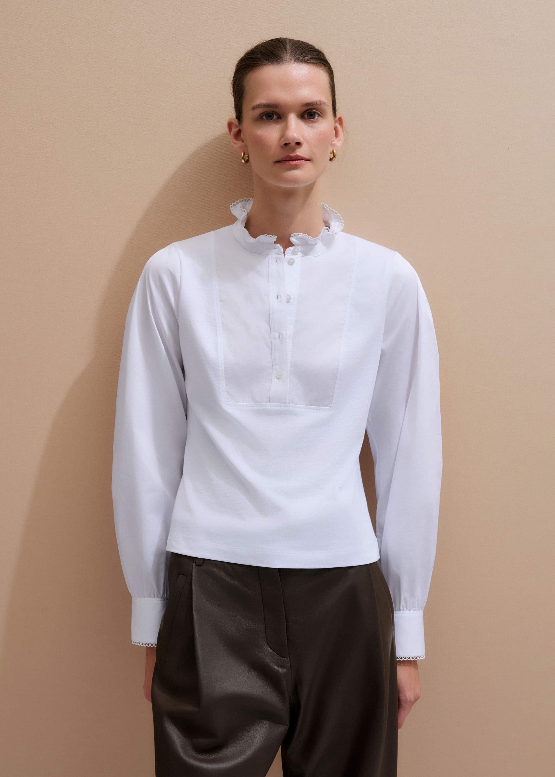 ME and EM Clothing White Frill Neck Layering Blouse