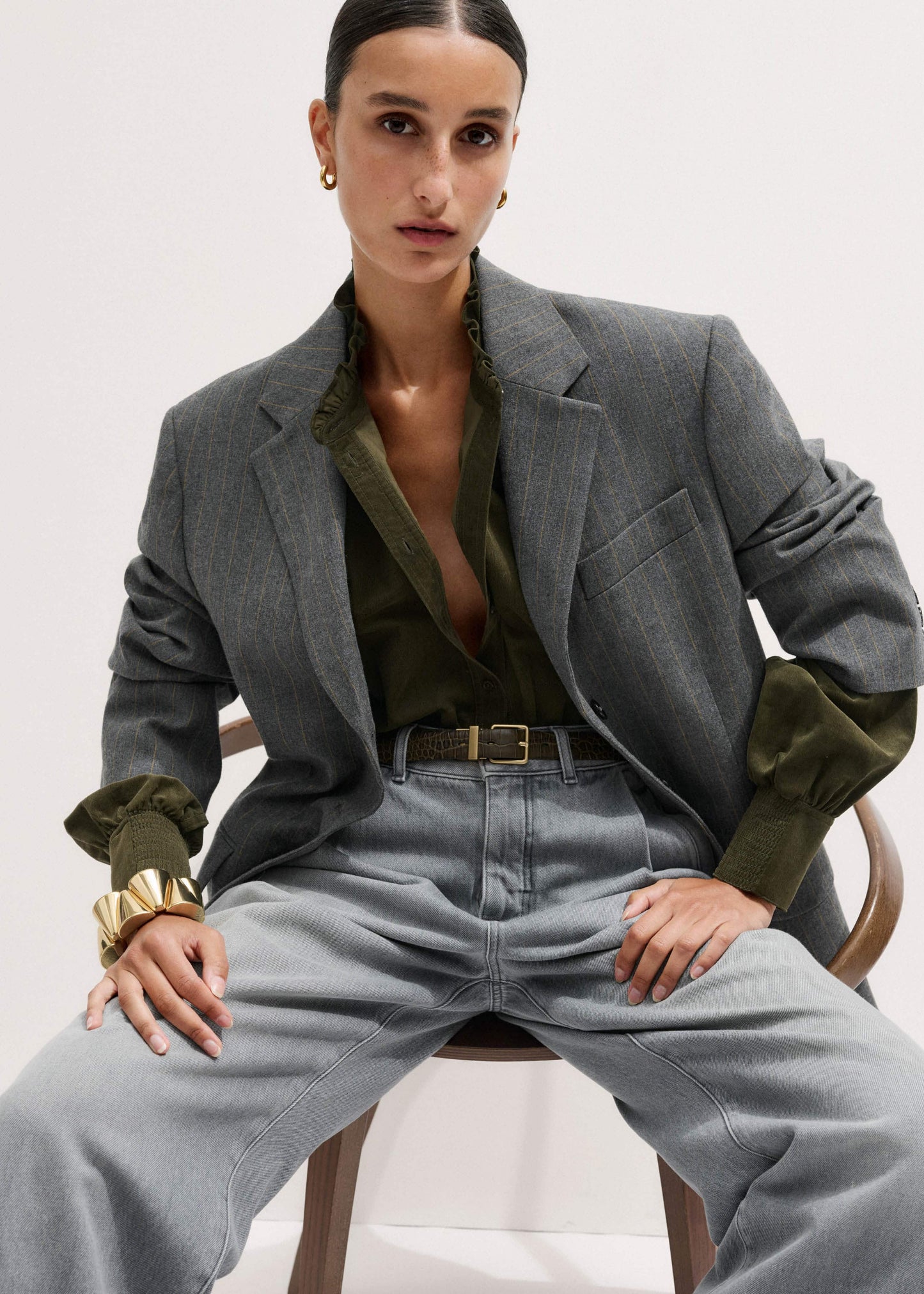 ME and EM Clothing Olive Green Winter Blouse