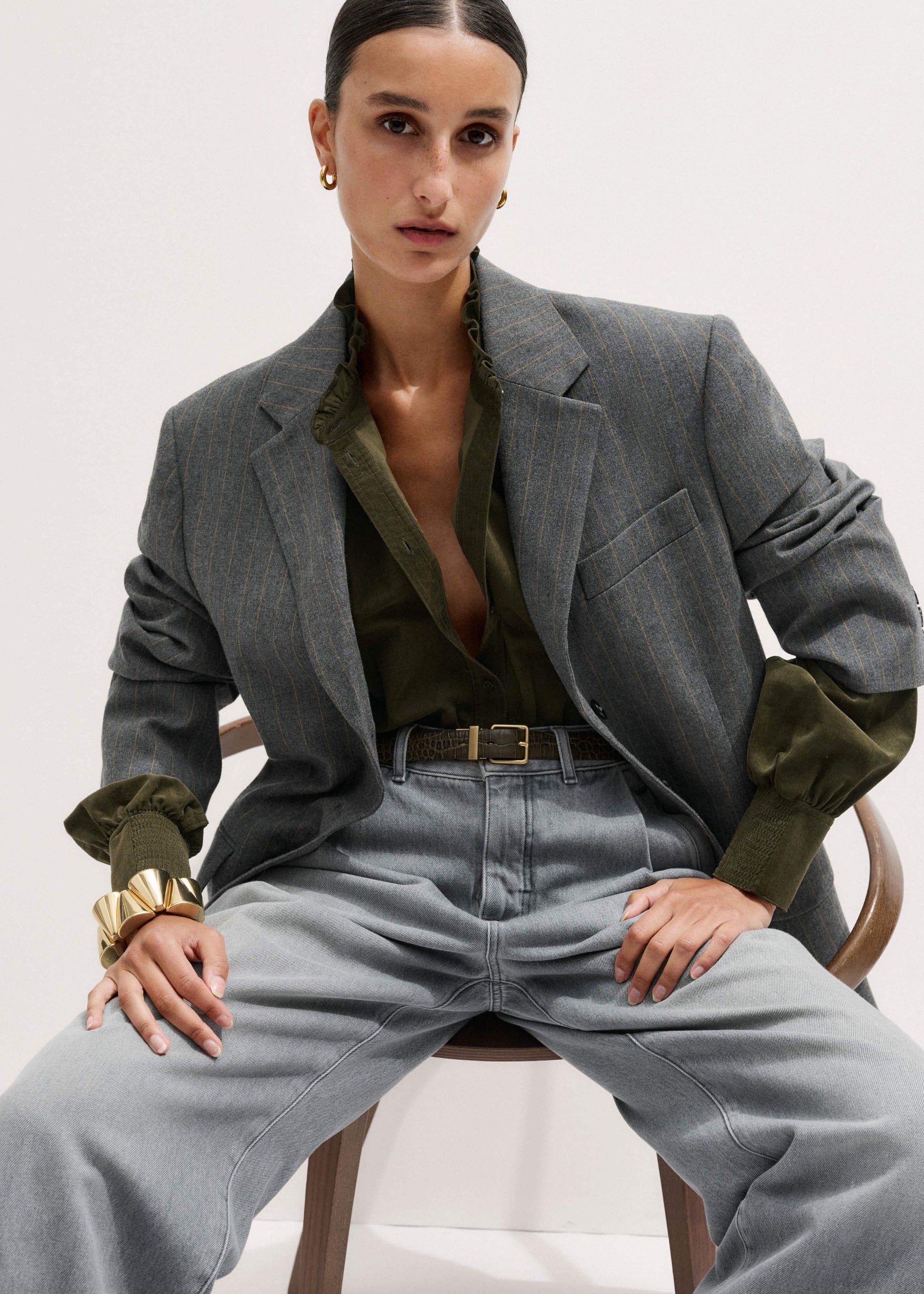 ME and EM Clothing Olive Green Winter Blouse