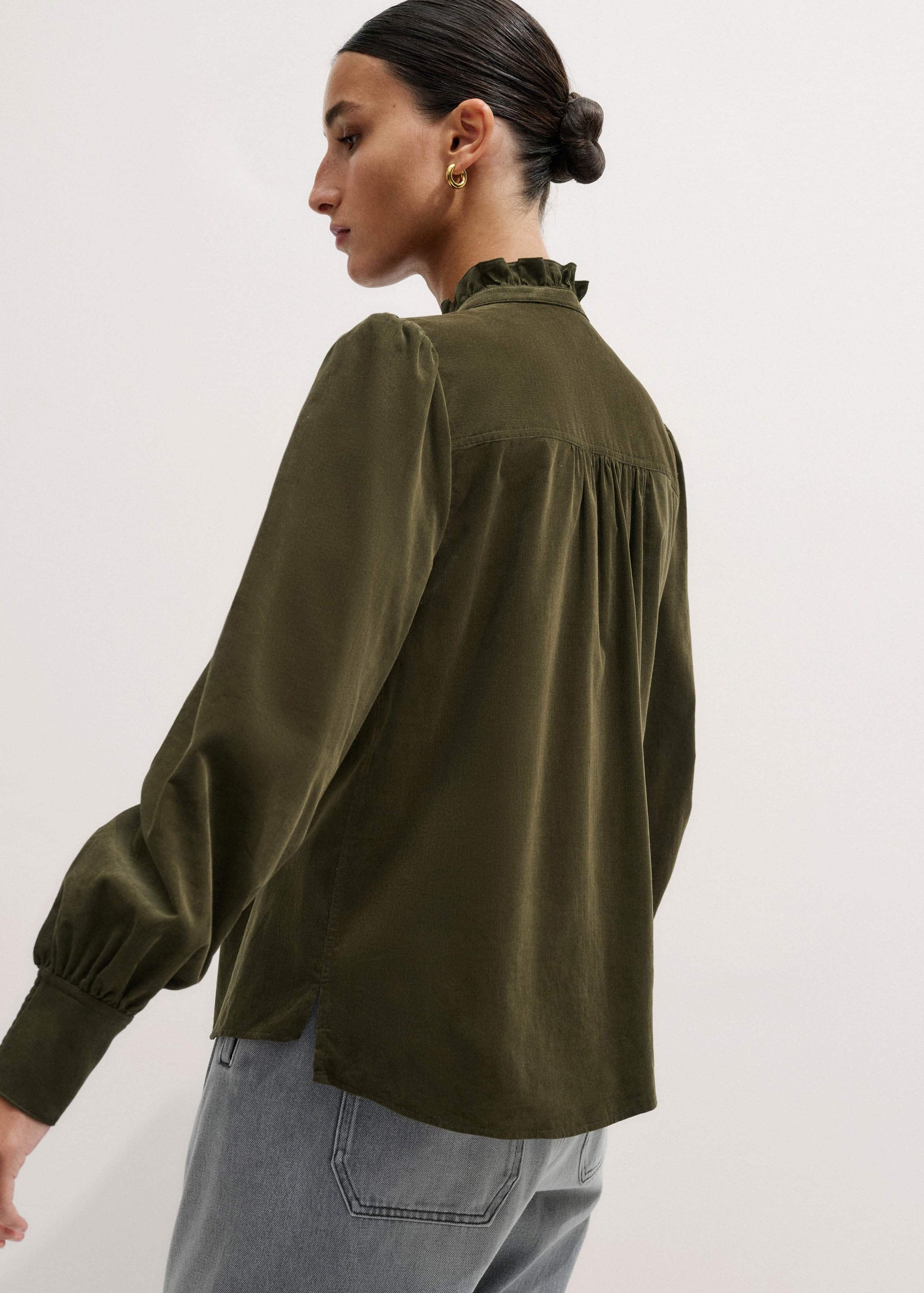 ME and EM Clothing Olive Green Winter Blouse