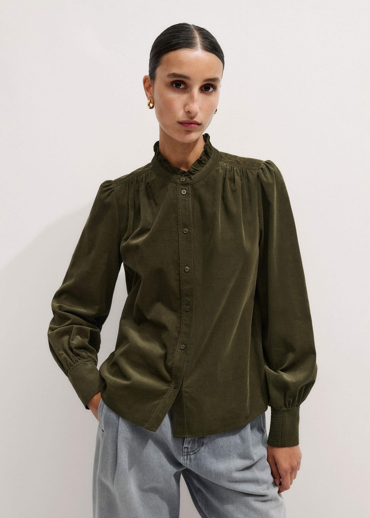 ME and EM Clothing Olive Green Winter Blouse