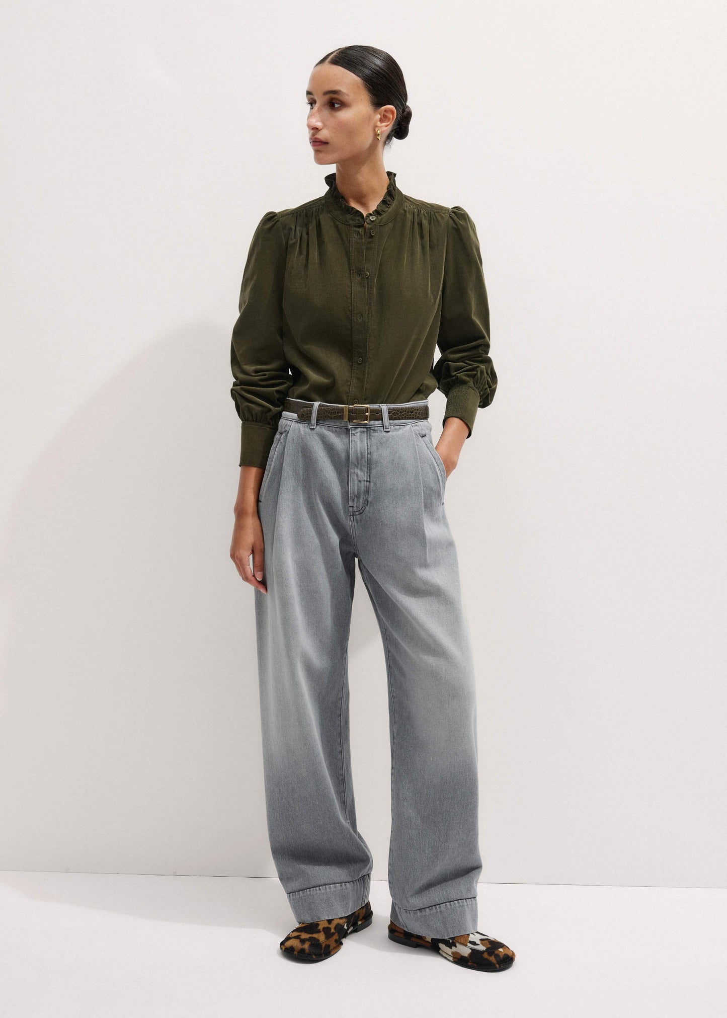 ME and EM Clothing Olive Green Winter Blouse