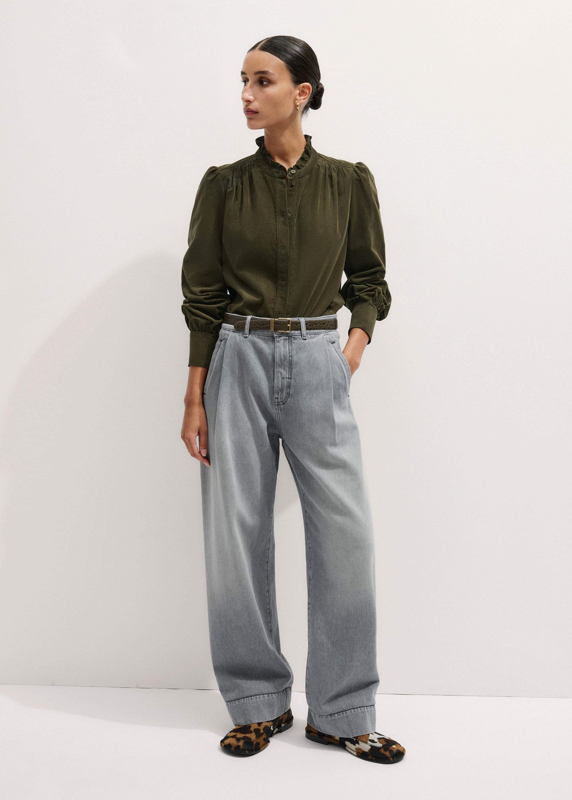 ME and EM Clothing Olive Green Winter Blouse