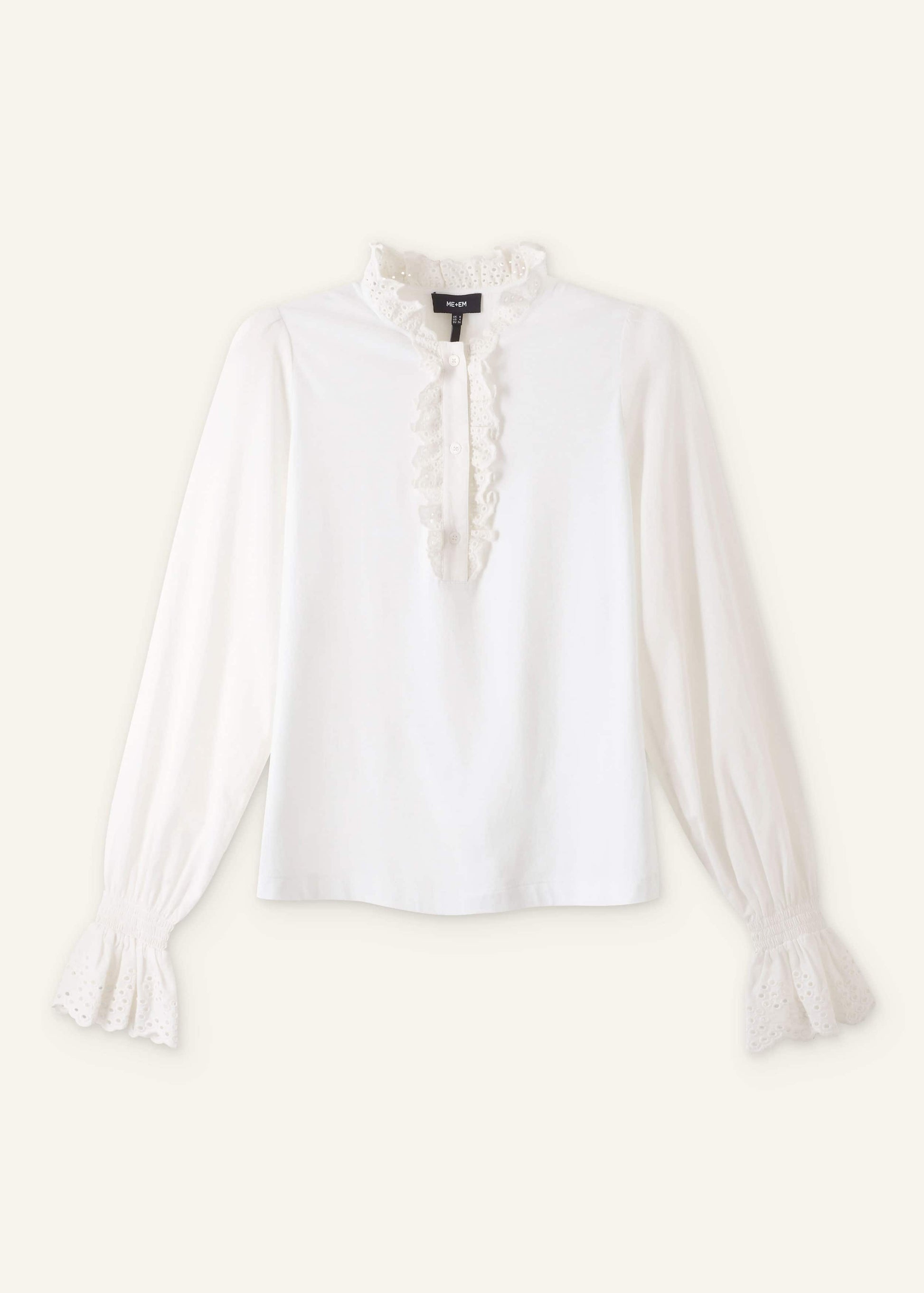 ME and EM Clothing White Cotton Voile Broderie Layering Blouse