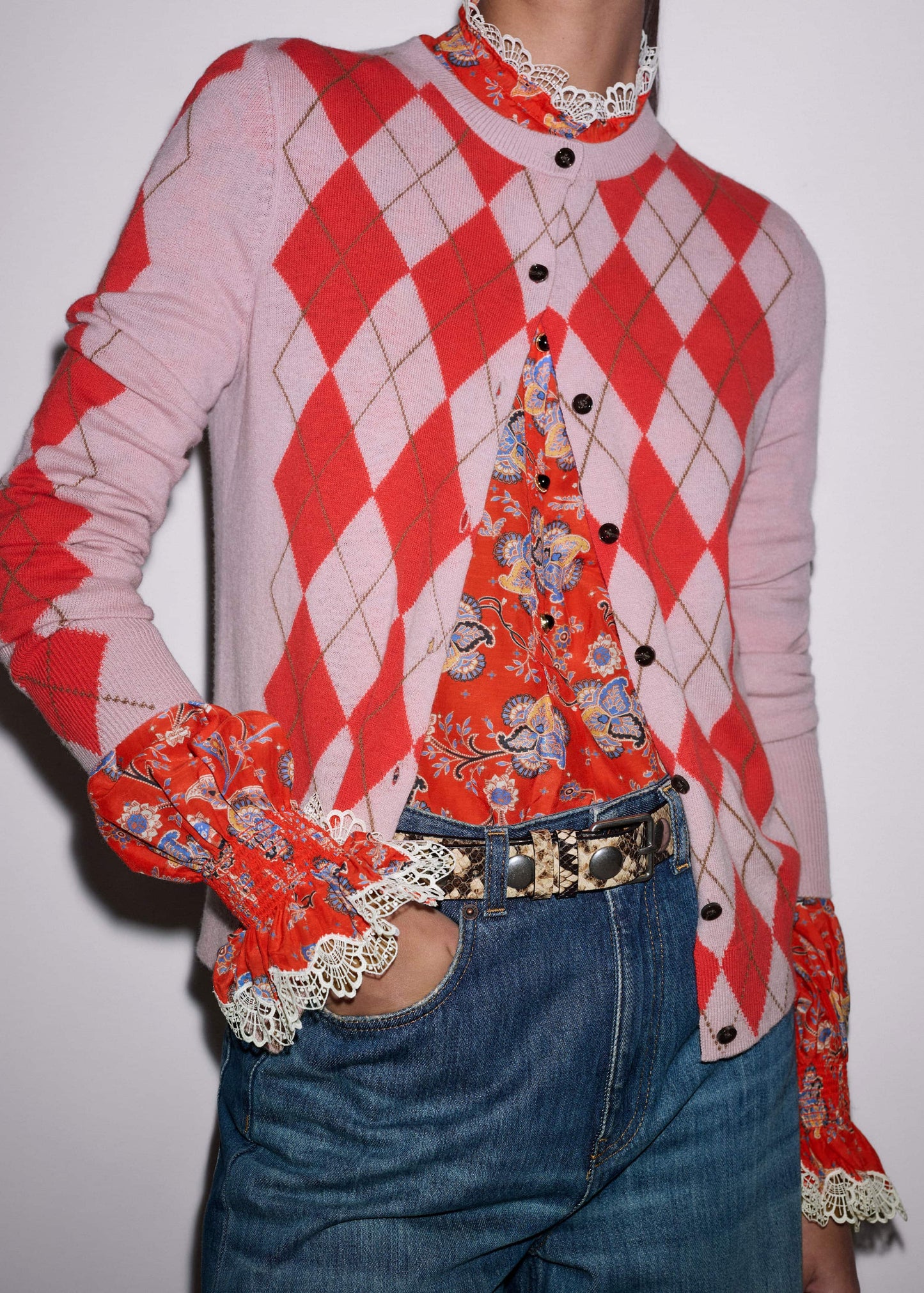 ME and EM Clothing Orange Ornate Floral Paisley Print Blouse