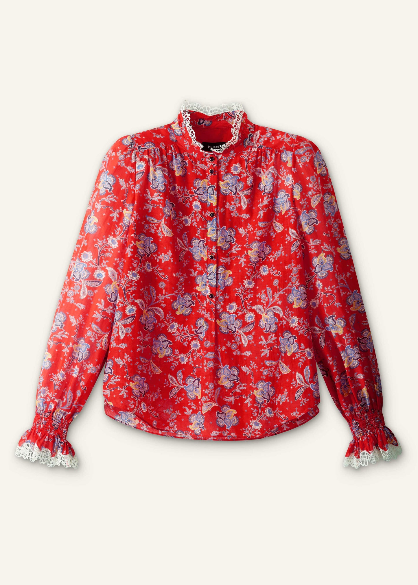 ME and EM Clothing Orange Ornate Floral Paisley Print Blouse