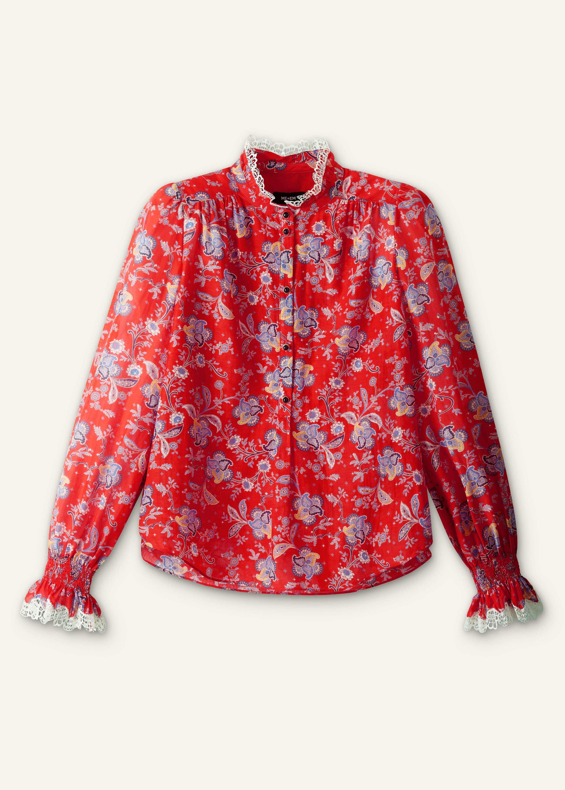 ME and EM Clothing Orange Ornate Floral Paisley Print Blouse