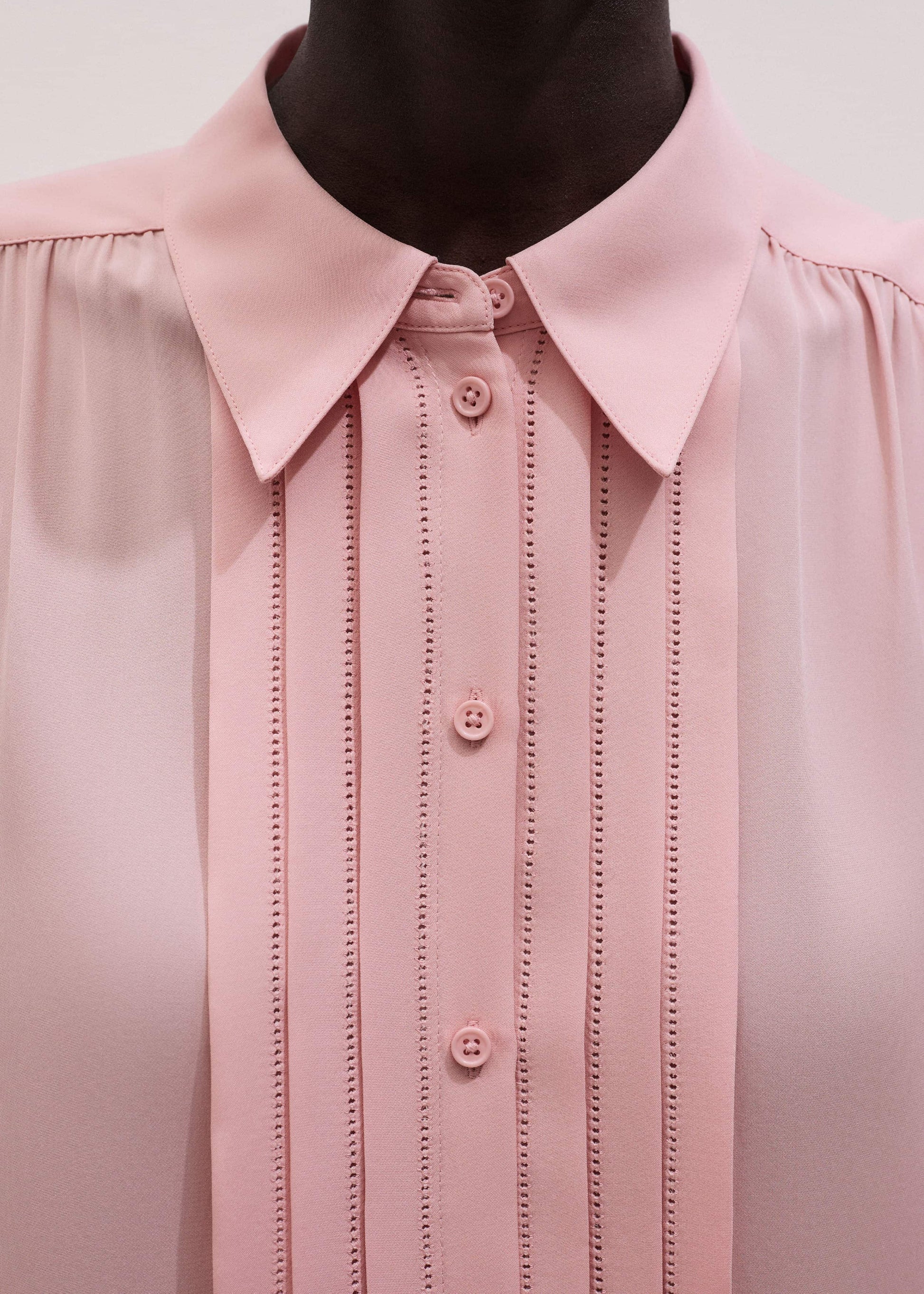 ME and EM Clothing Pink Silk Feminine Embroidered Fluid Straight Blouse