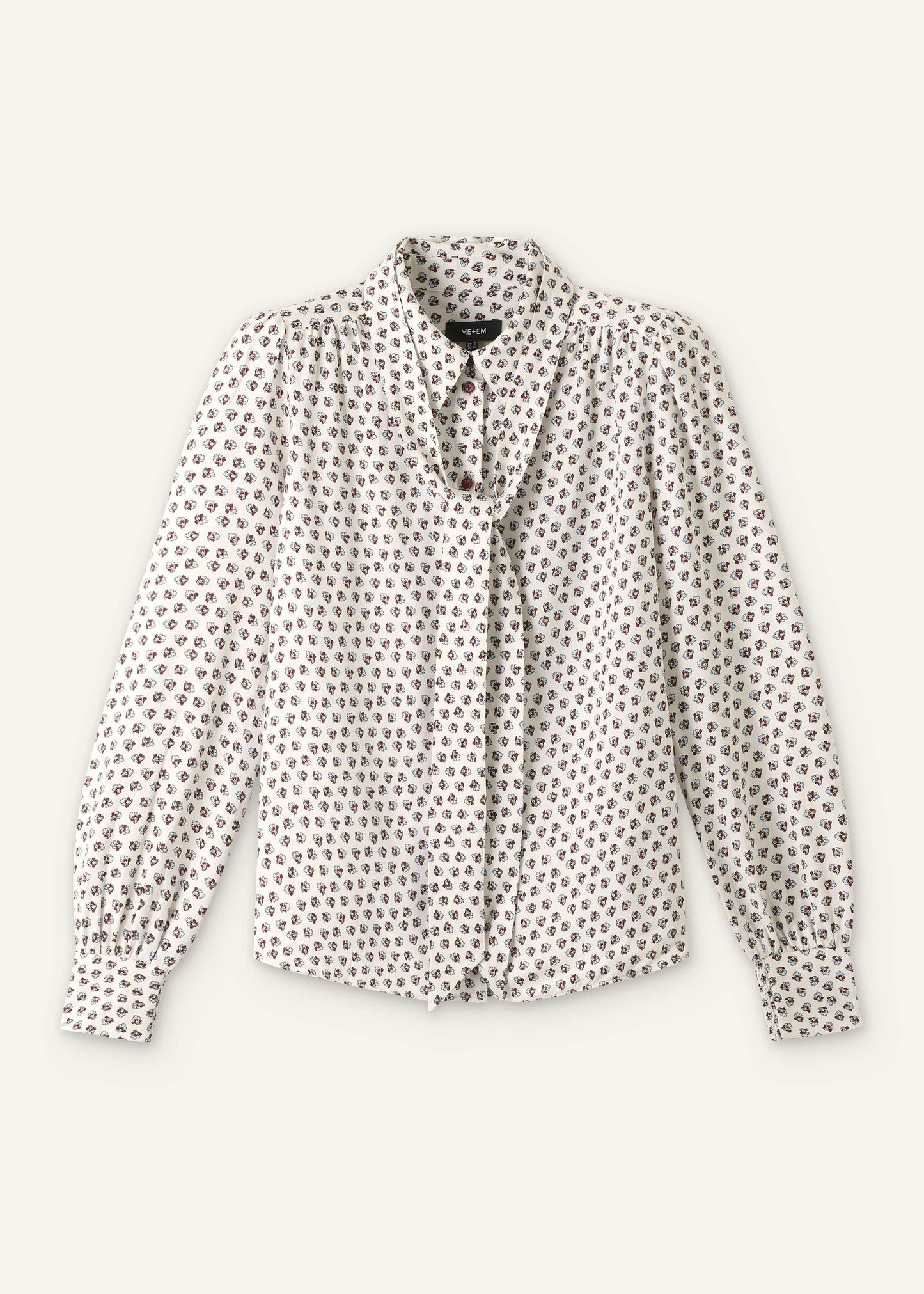 ME and EM Clothing Cream Micro Paisley Print Blouse + Tie
