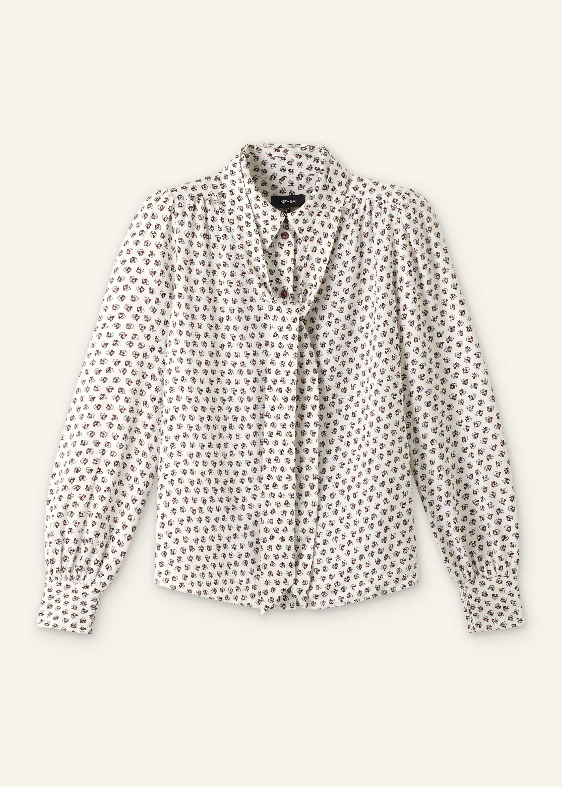 ME and EM Clothing Cream Micro Paisley Print Blouse + Tie