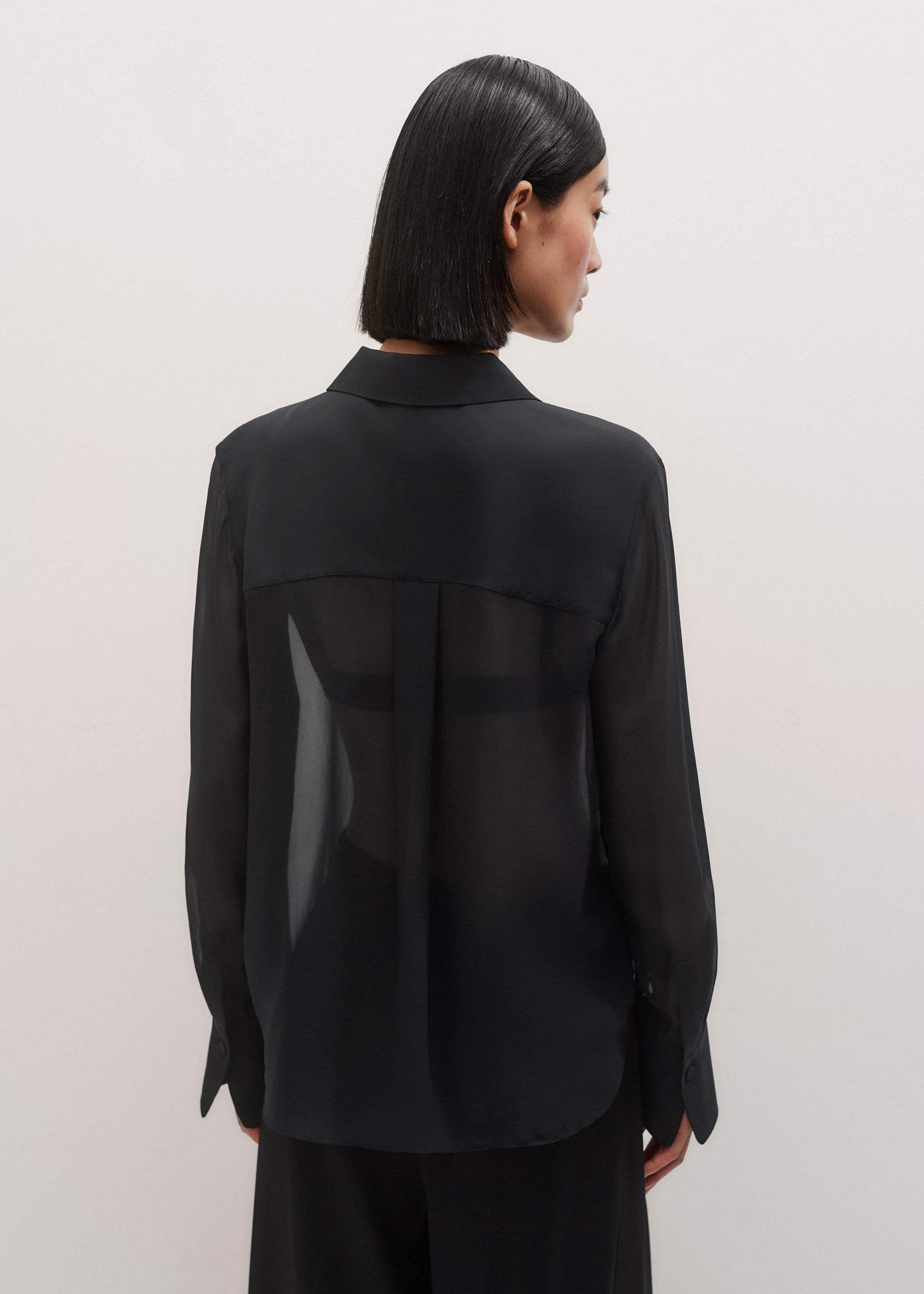 ME and EM Clothing Black Sheer Silk Evening Blouse