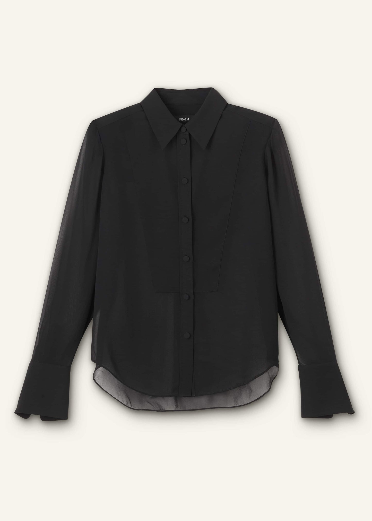 ME and EM Clothing Black Sheer Silk Evening Blouse