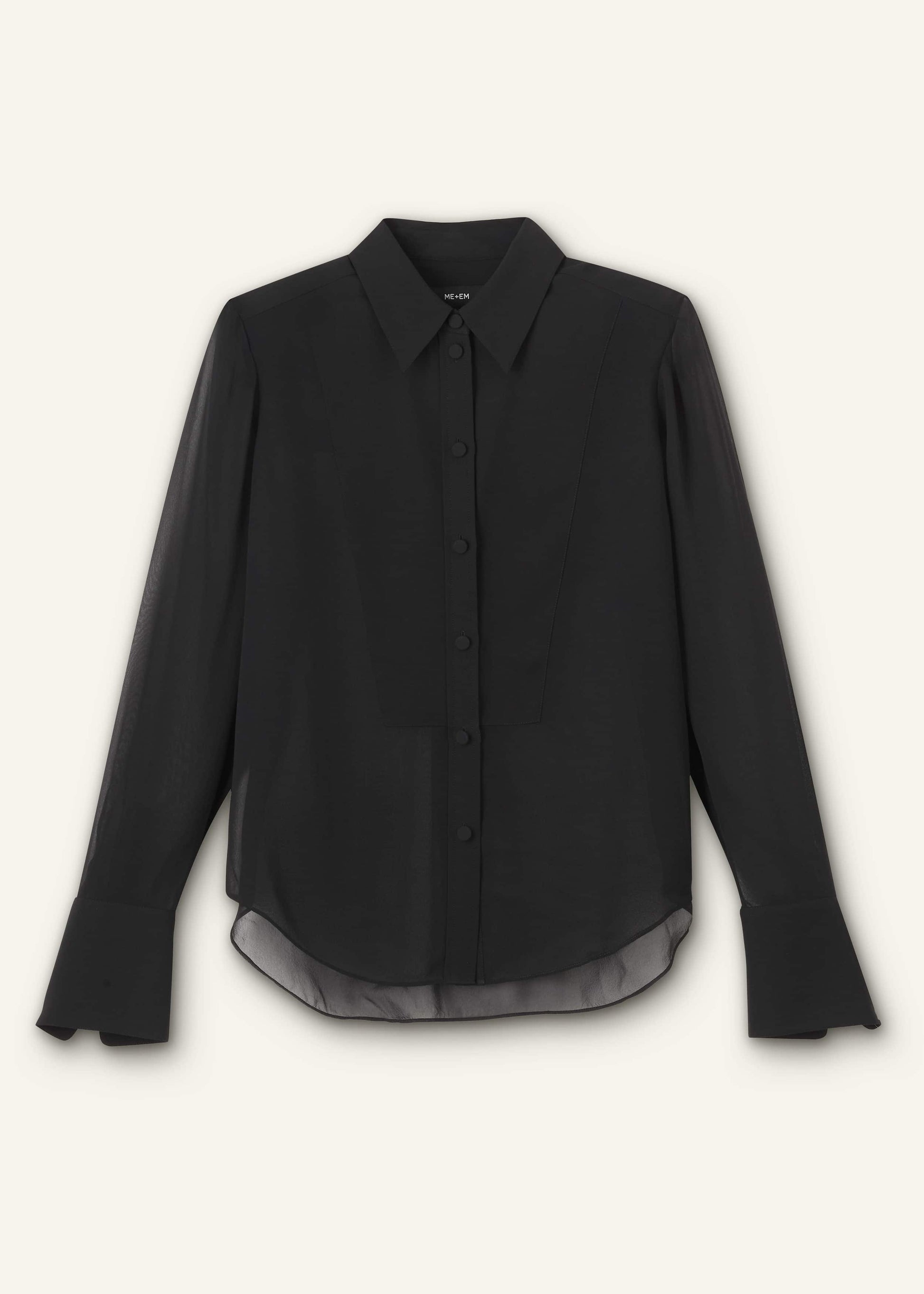 ME and EM Clothing Black Sheer Silk Evening Blouse
