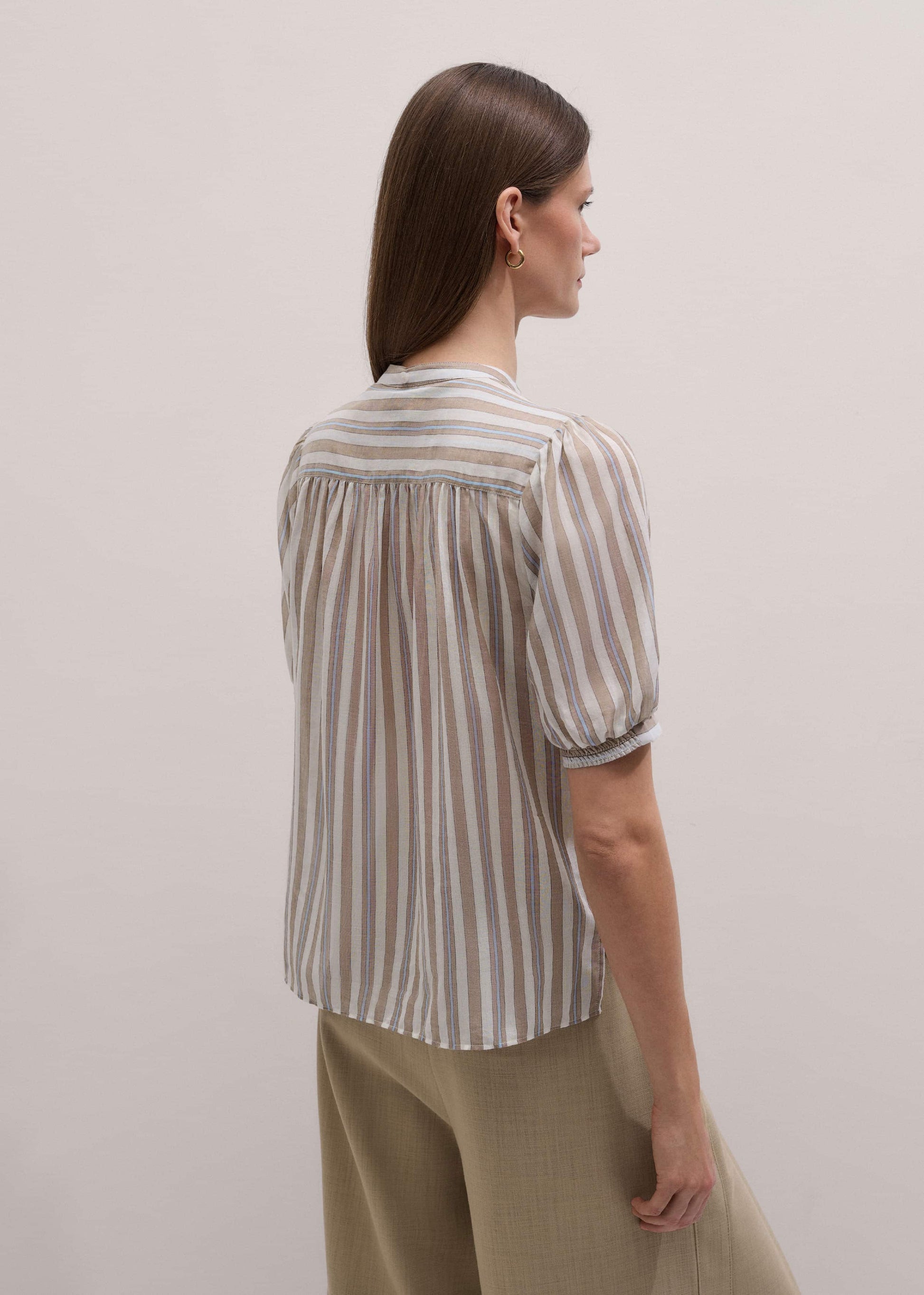 ME and EM Clothing Brown Stripe Blouse + Tie