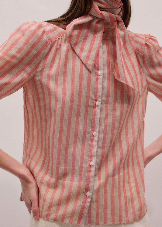 ME and EM Clothing Orange Stripe Blouse + Tie