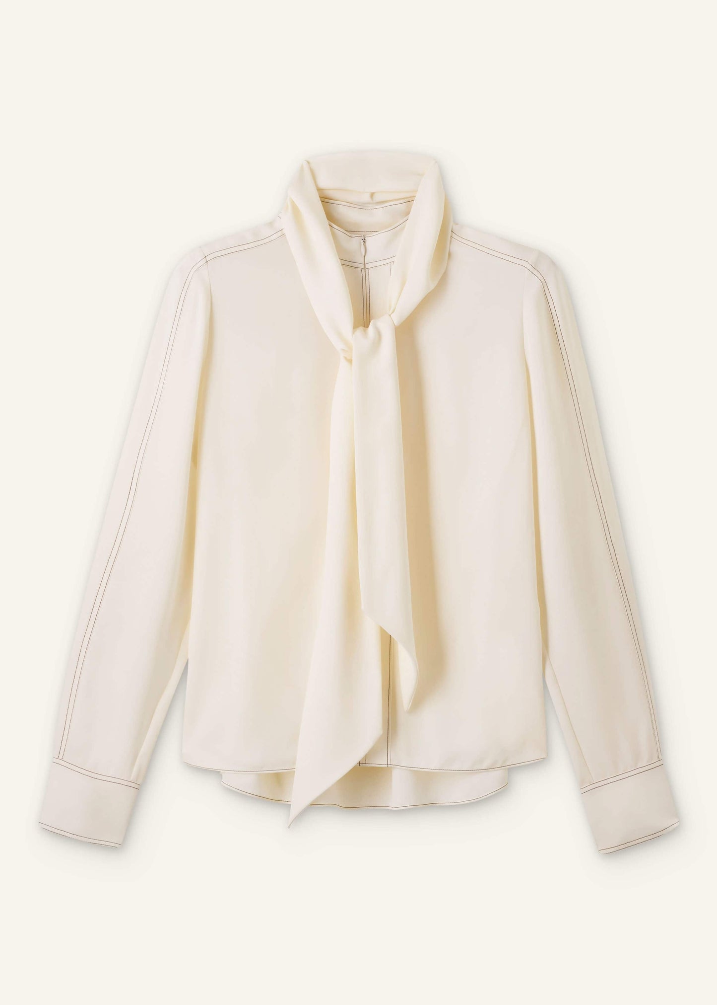 ME and EM Clothing Cream High Neck Blouse + Tie