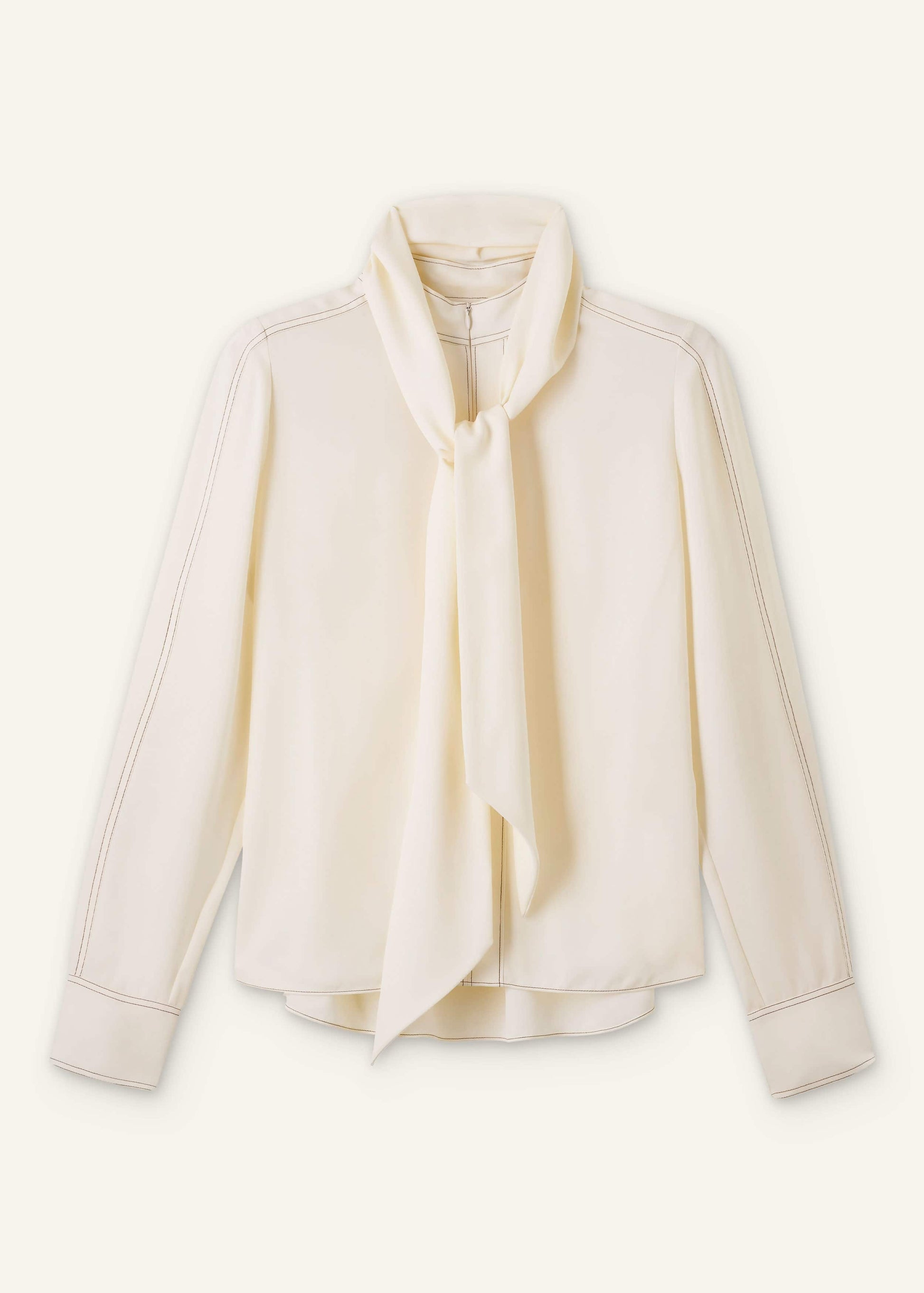 ME and EM Clothing Cream High Neck Blouse + Tie