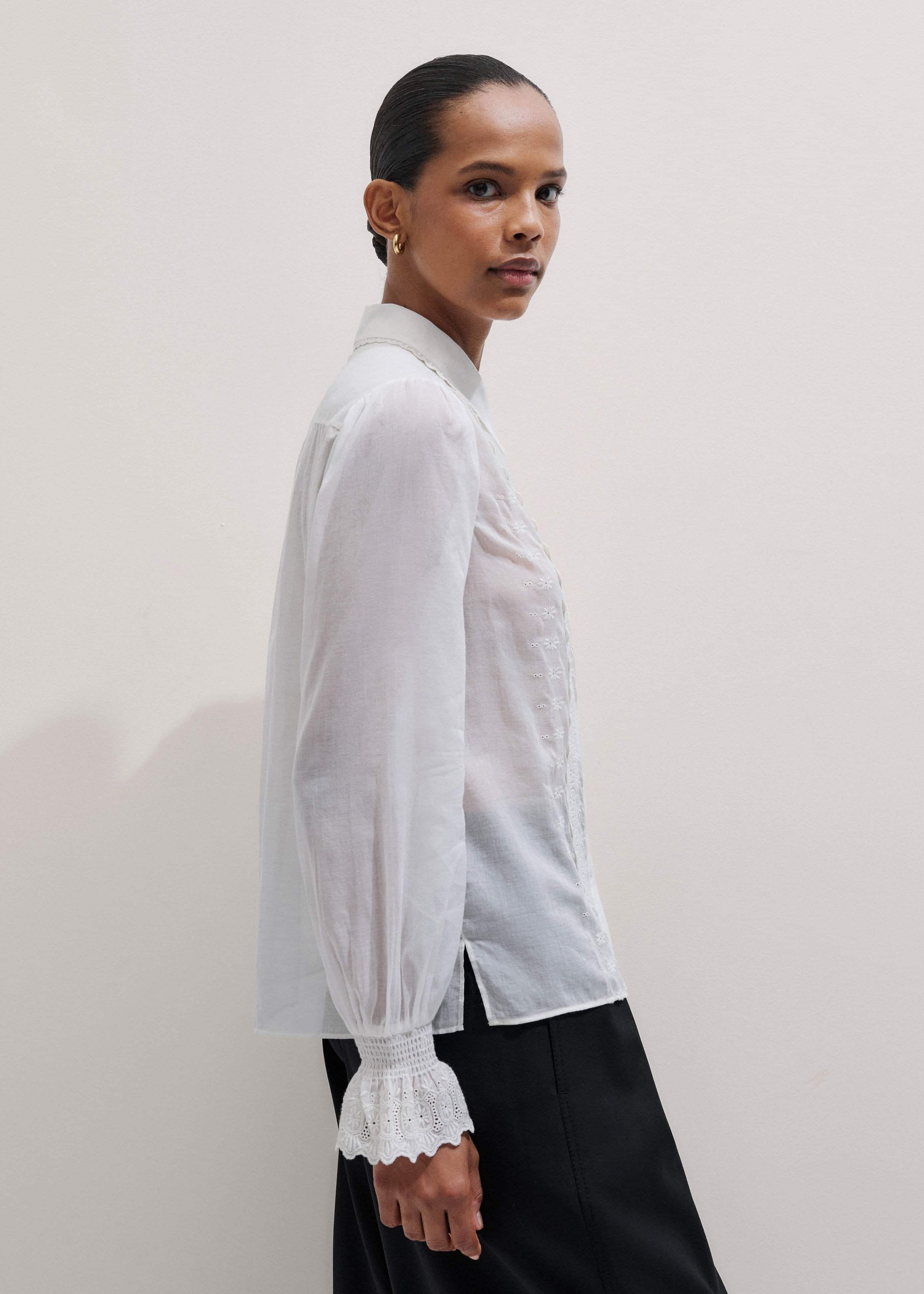 ME and EM Clothing White Intricate Embroidery Blouse