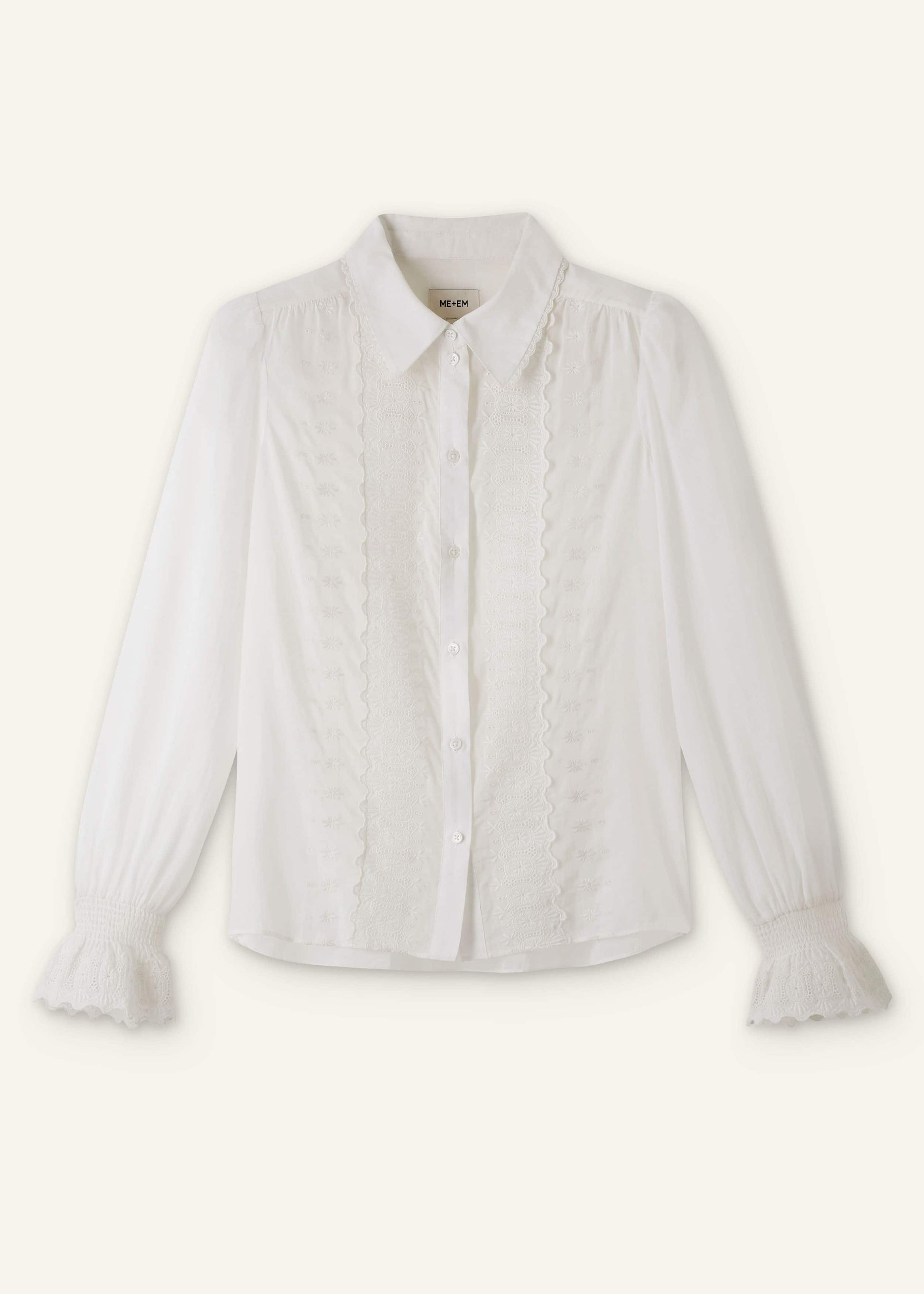 ME and EM Clothing White Intricate Embroidery Blouse