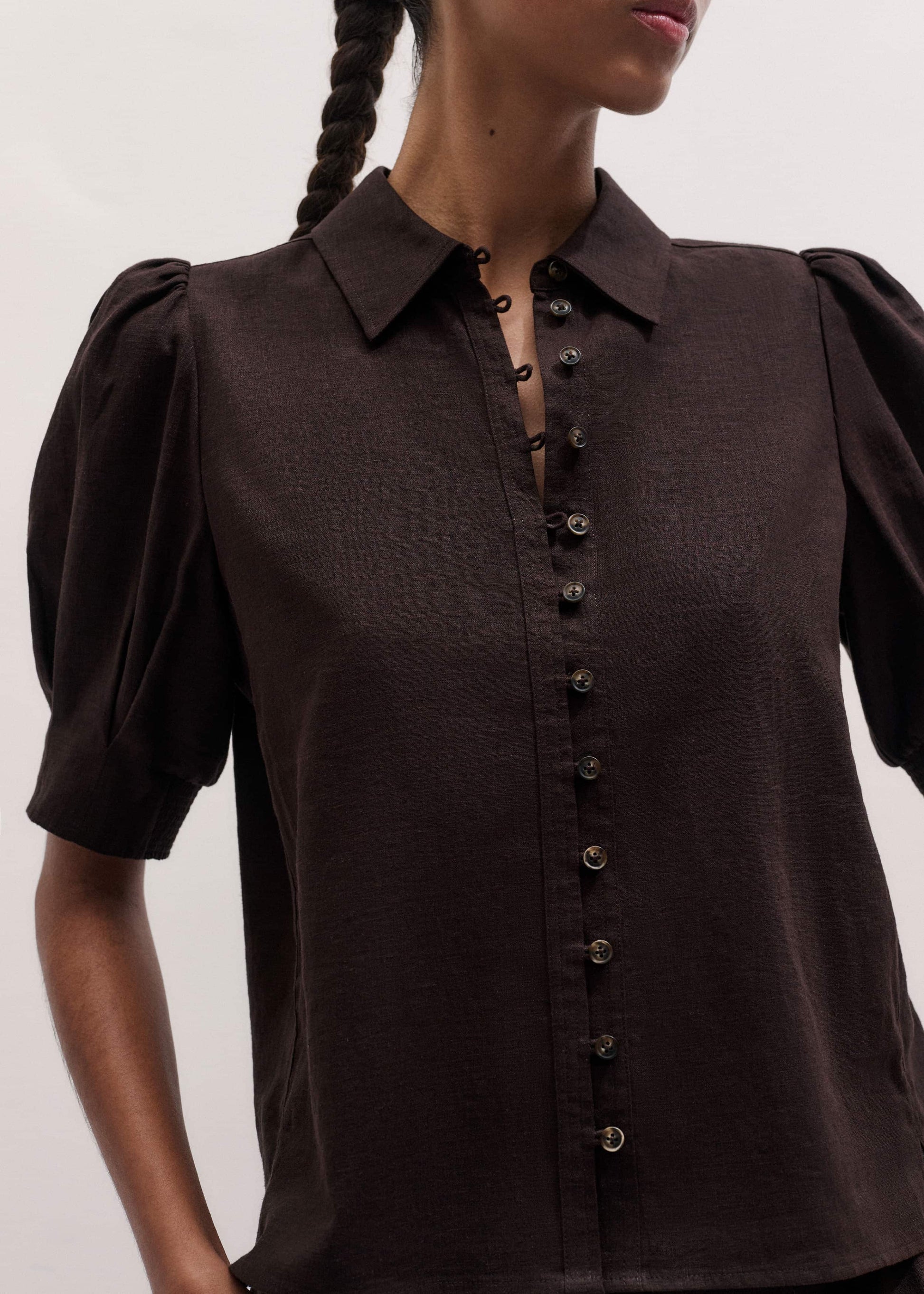 ME and EM Clothing Brown Feminine Sleeve Blouse