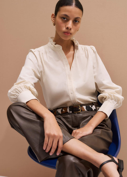ME and EM Clothing Cream Super Soft Micro Cord Blouse