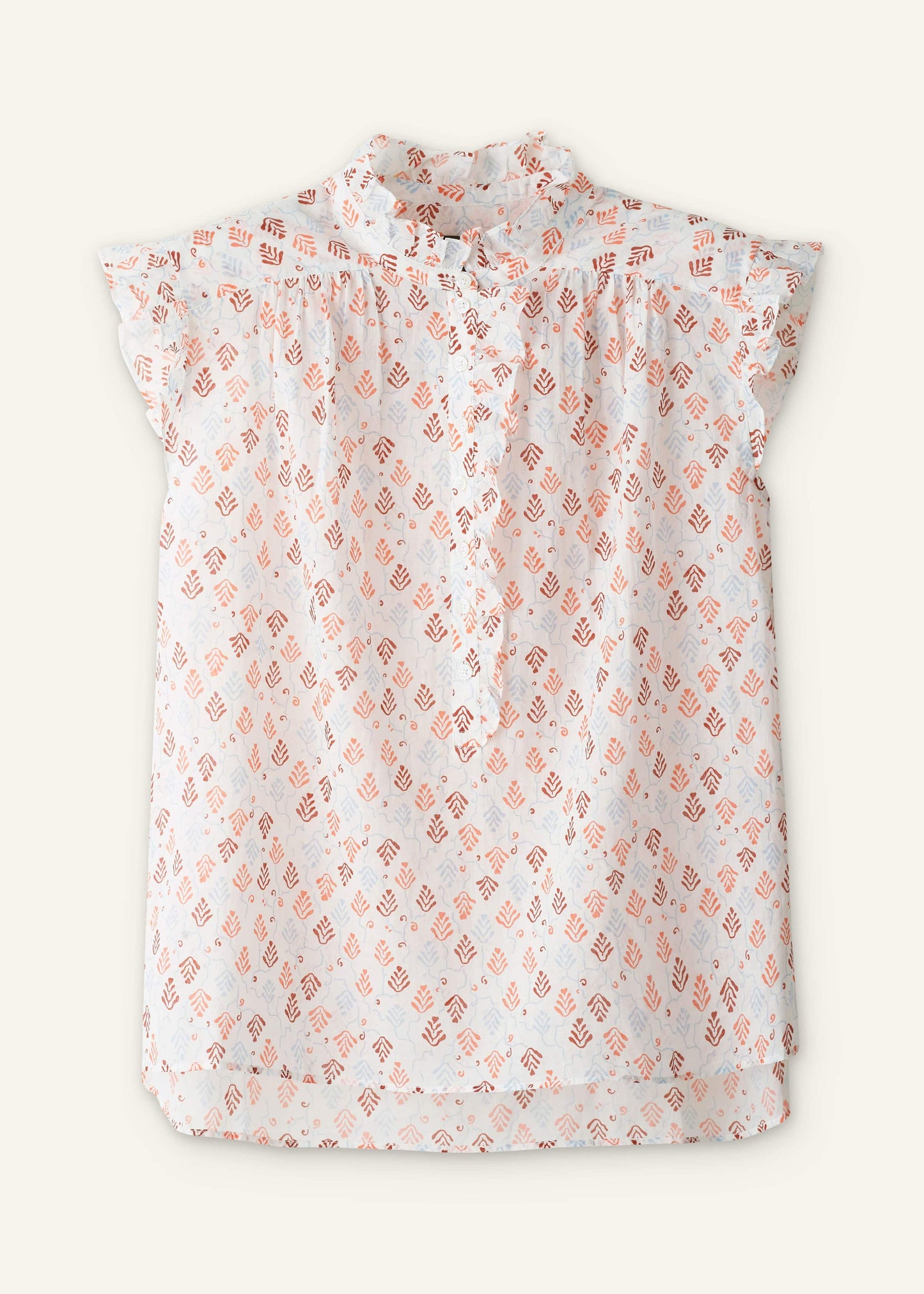 ME and EM Clothing Cream Cap Sleeve Straight Top