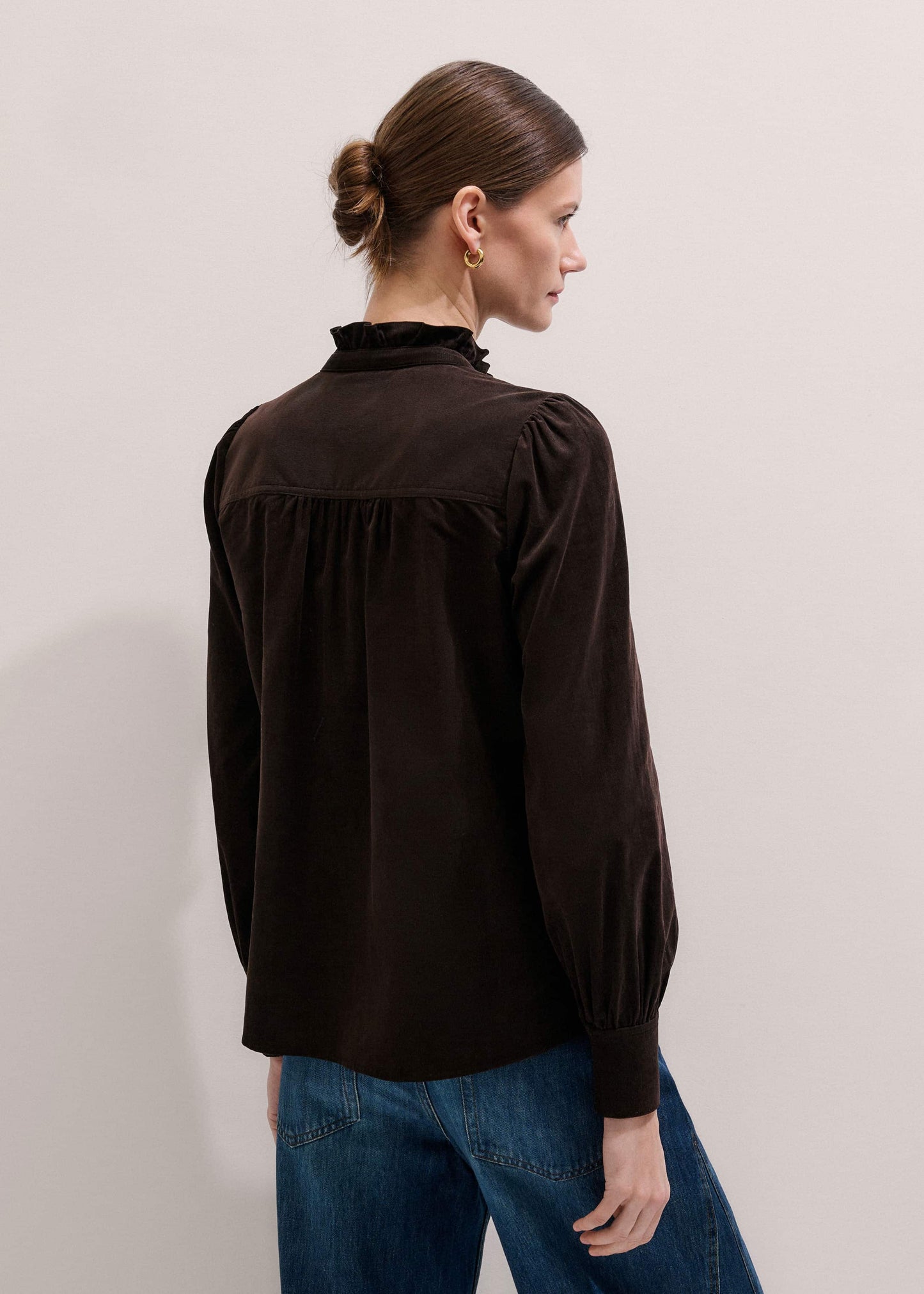 ME and EM Clothing Brown Super Soft Micro Cord Blouse
