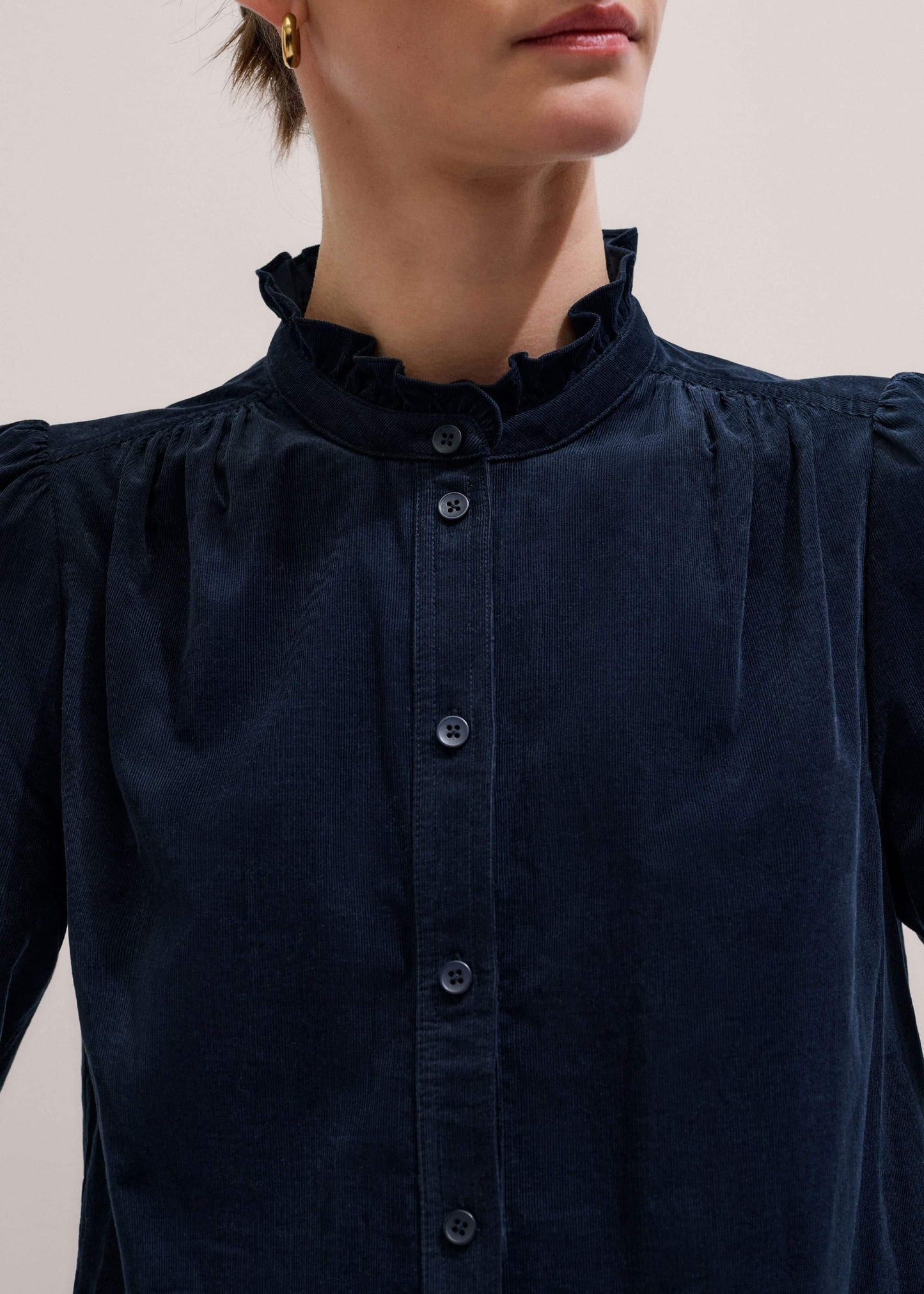 ME and EM Clothing Navy Super Soft Micro Cord Blouse