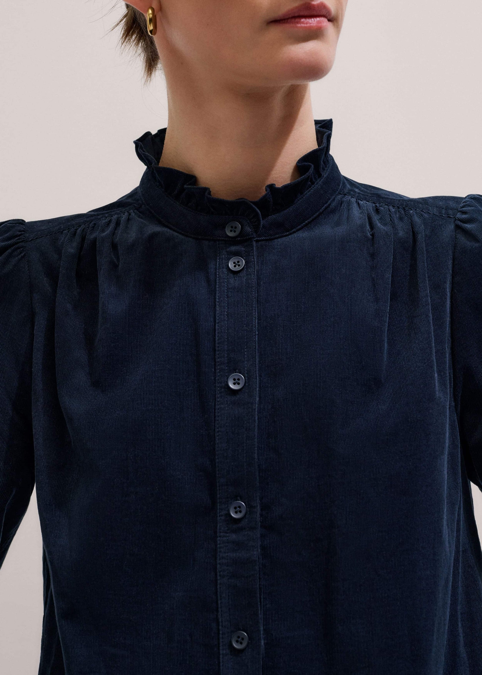 ME and EM Clothing Navy Super Soft Micro Cord Blouse