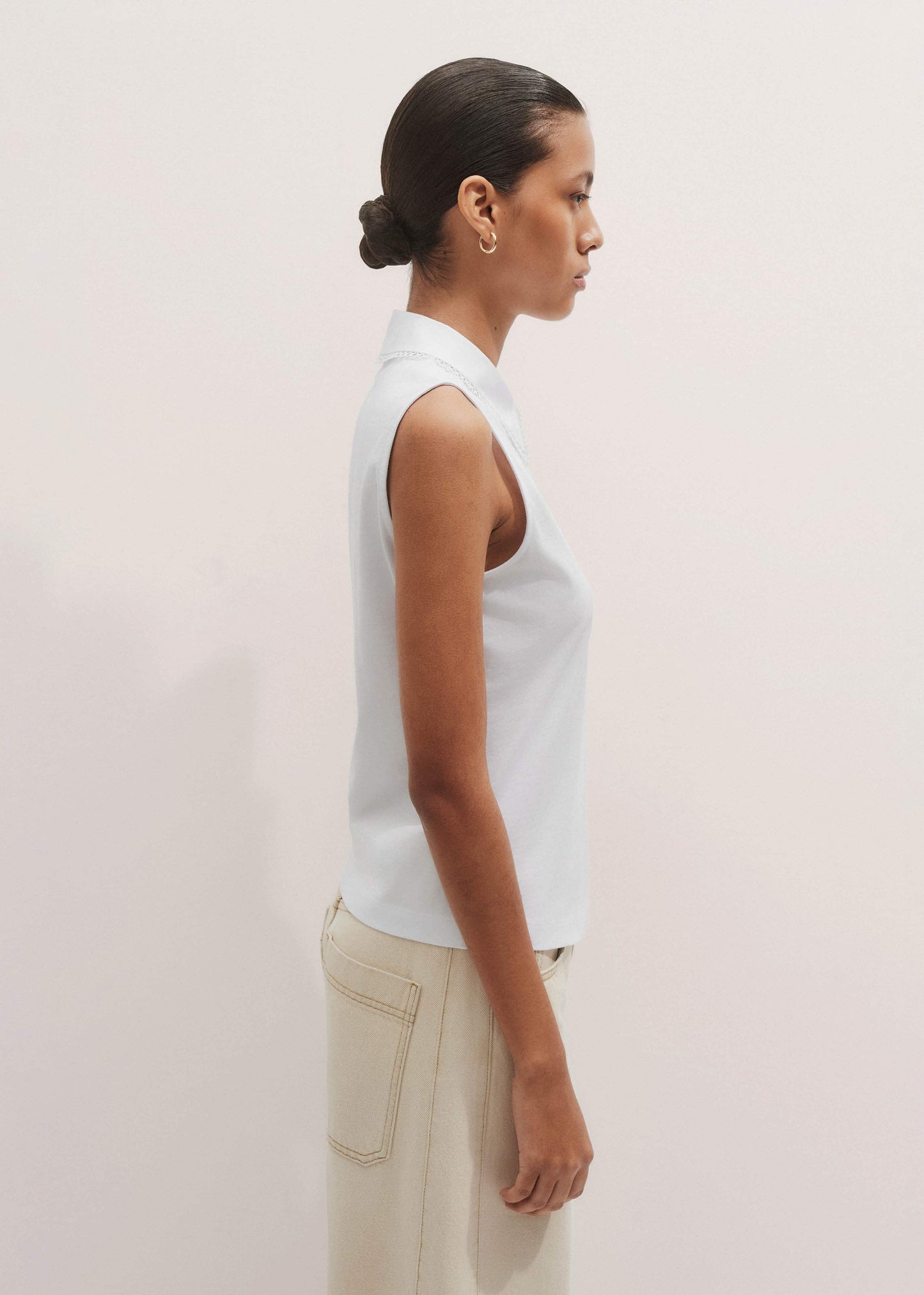 ME and EM Clothing White Collared Layering Tank